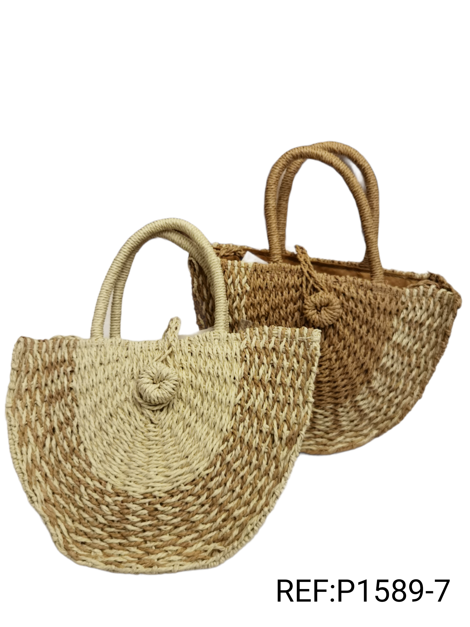 Sac panier paille semi-rond (x3)