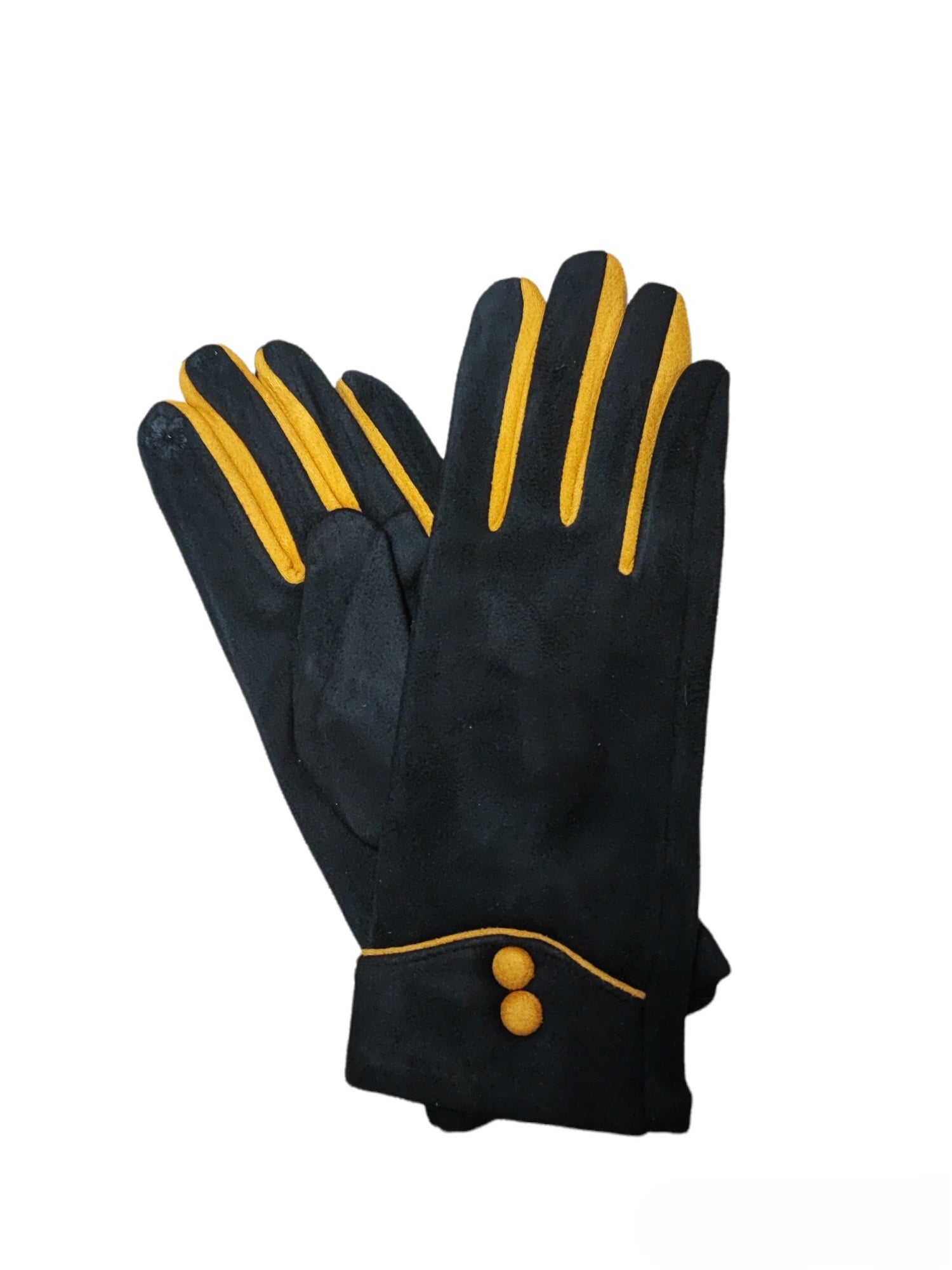 Gants tactiles motif Barre de couleur à deux boutons à bride en suède (x12)