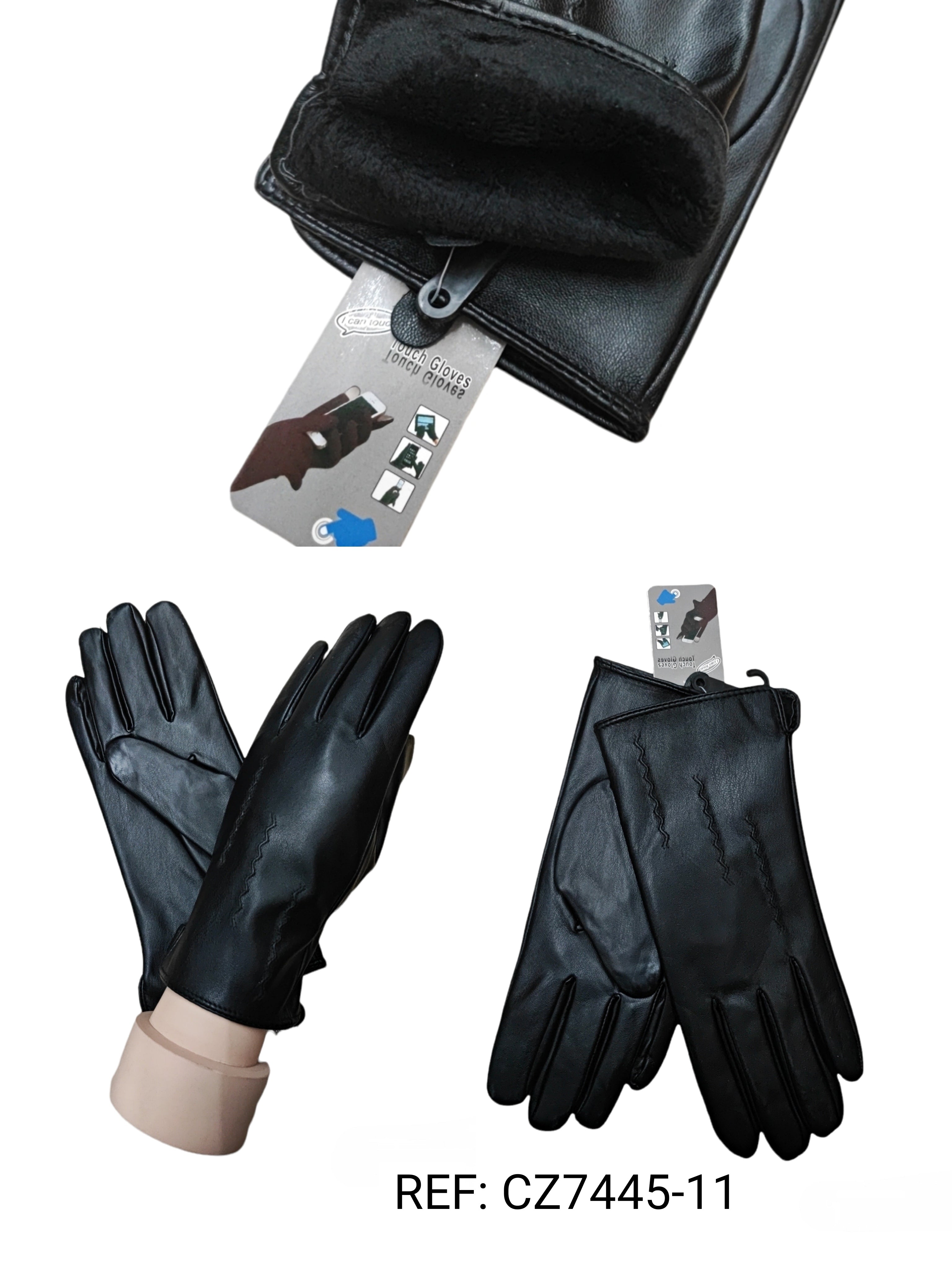Gants tactiles simples simili-cuir (x6)