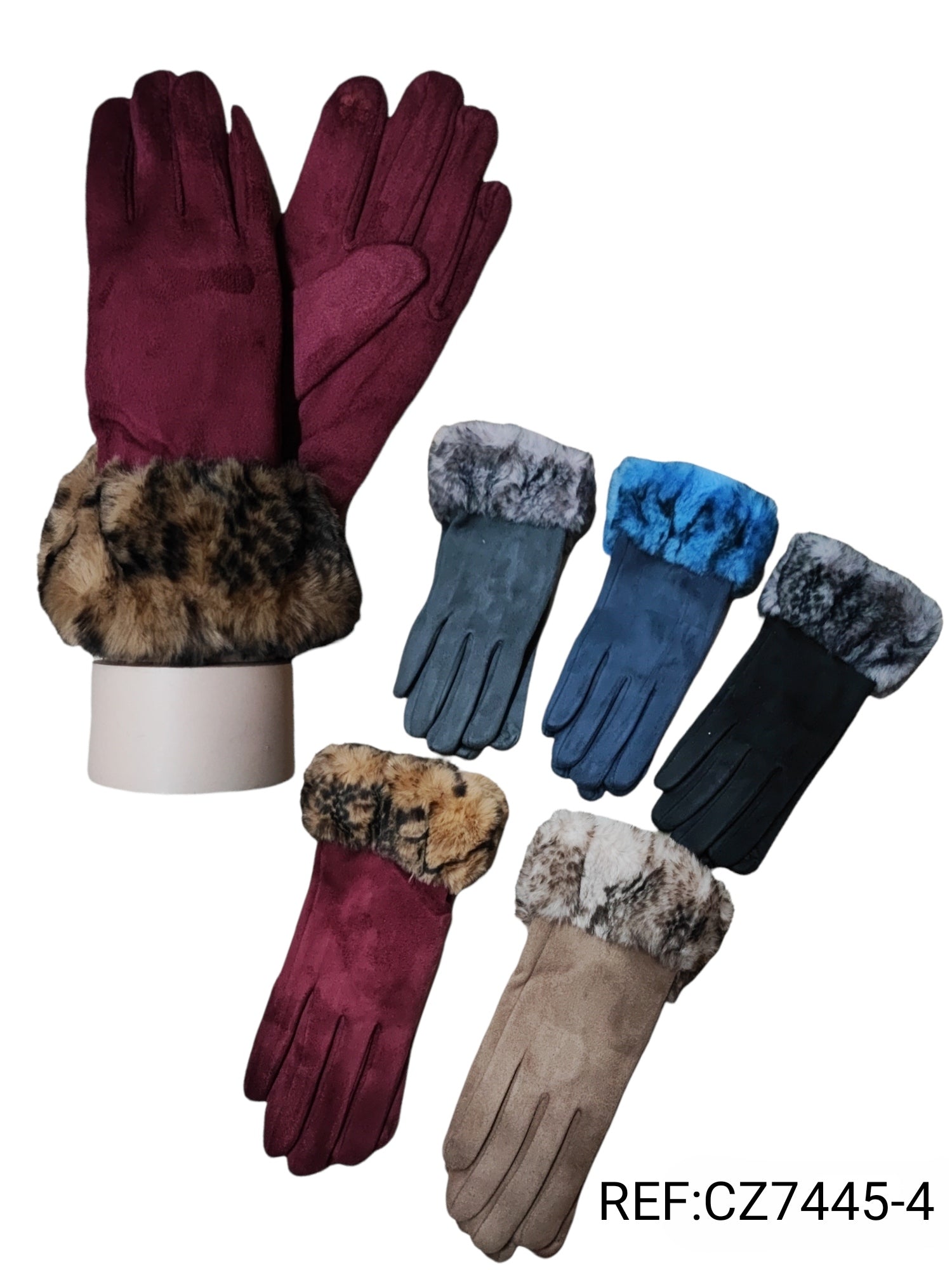 Gants tactiles Façon Cuir Fourrure