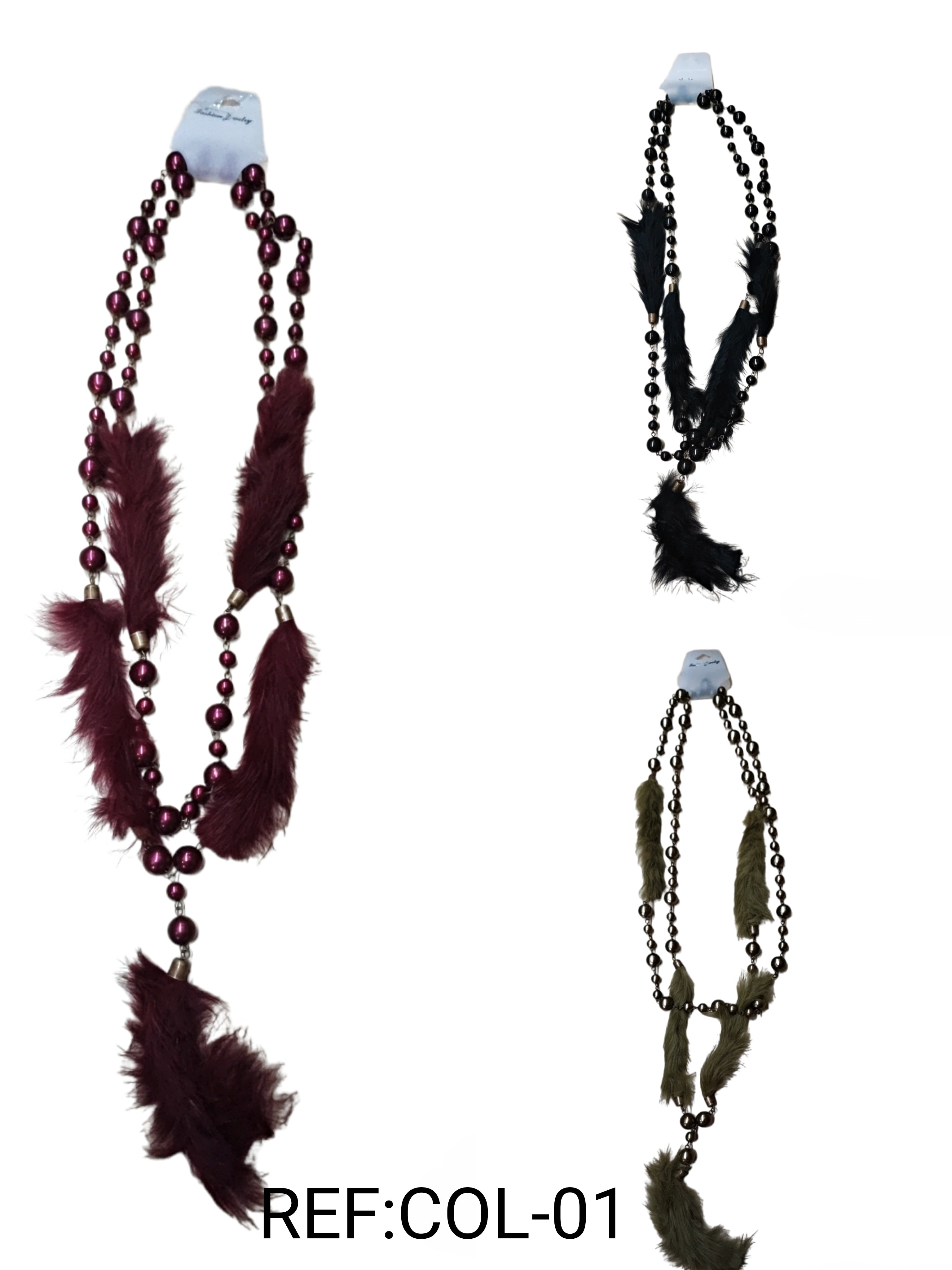 Collier fantaisie plume de perle(x6)