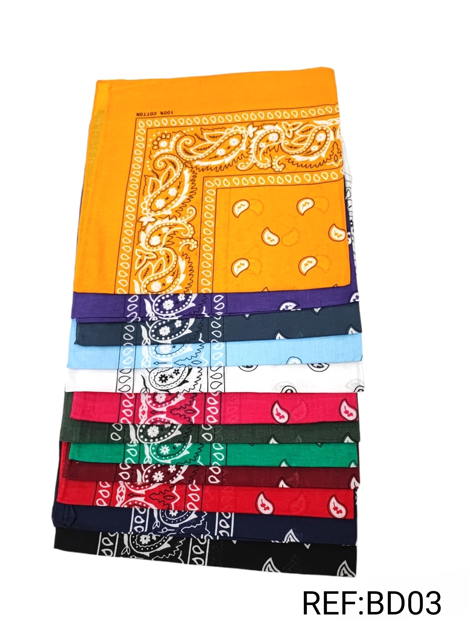 Bandana 100% coton Motif Paisley - paquet couleurs mélangés (x12) #3