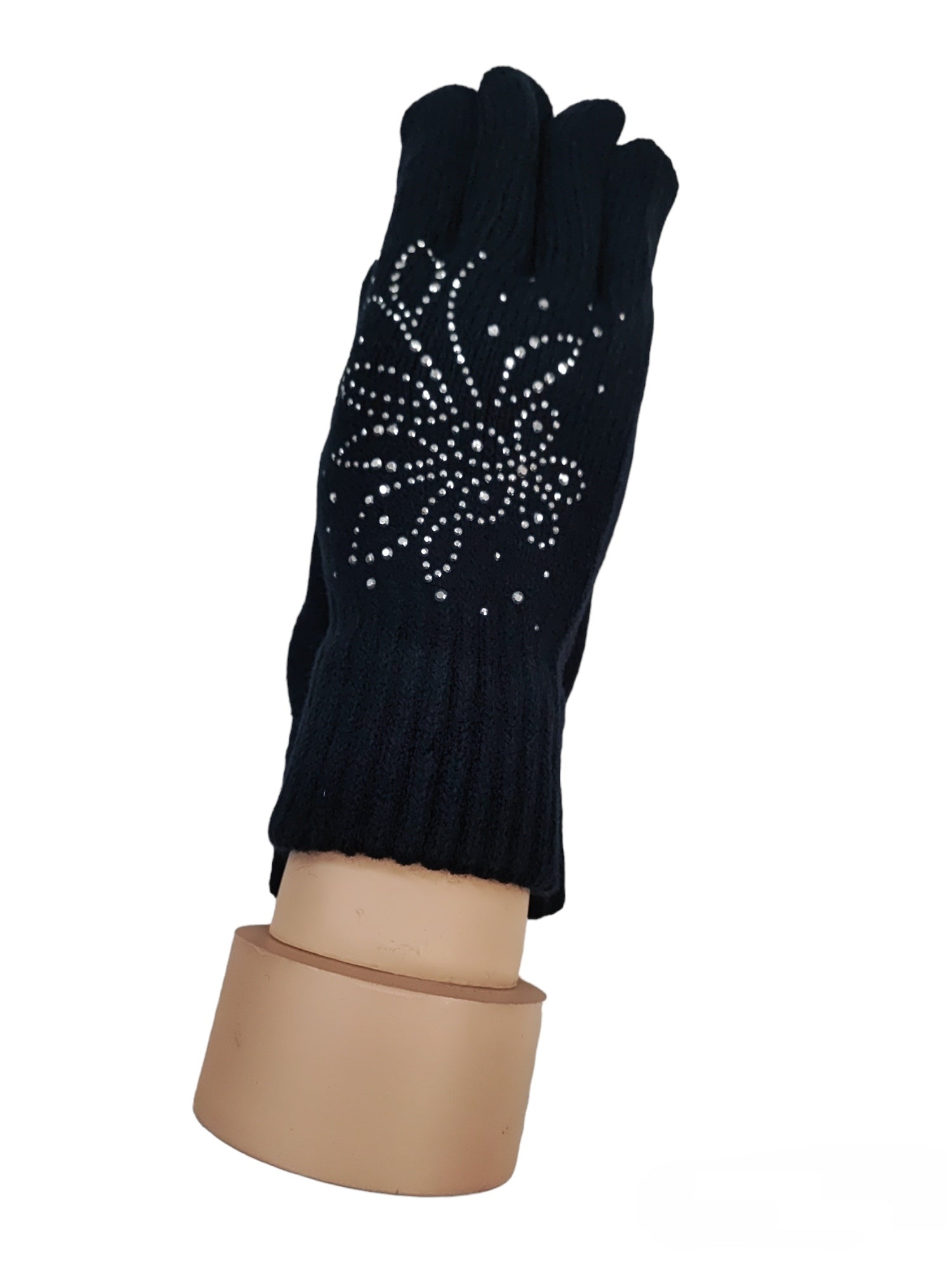 Gants Femme motif strass fleur (x12)