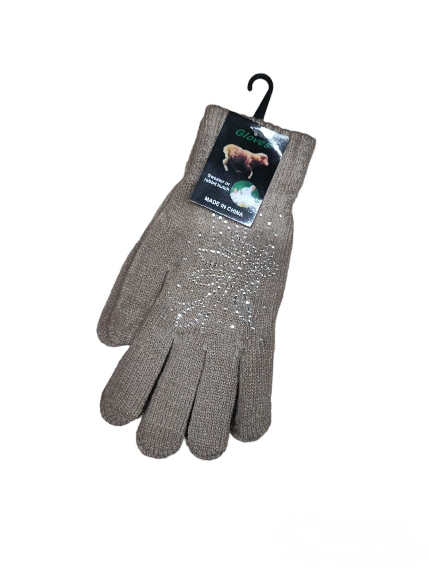 Gants Femme motif strass fleur (x12)
