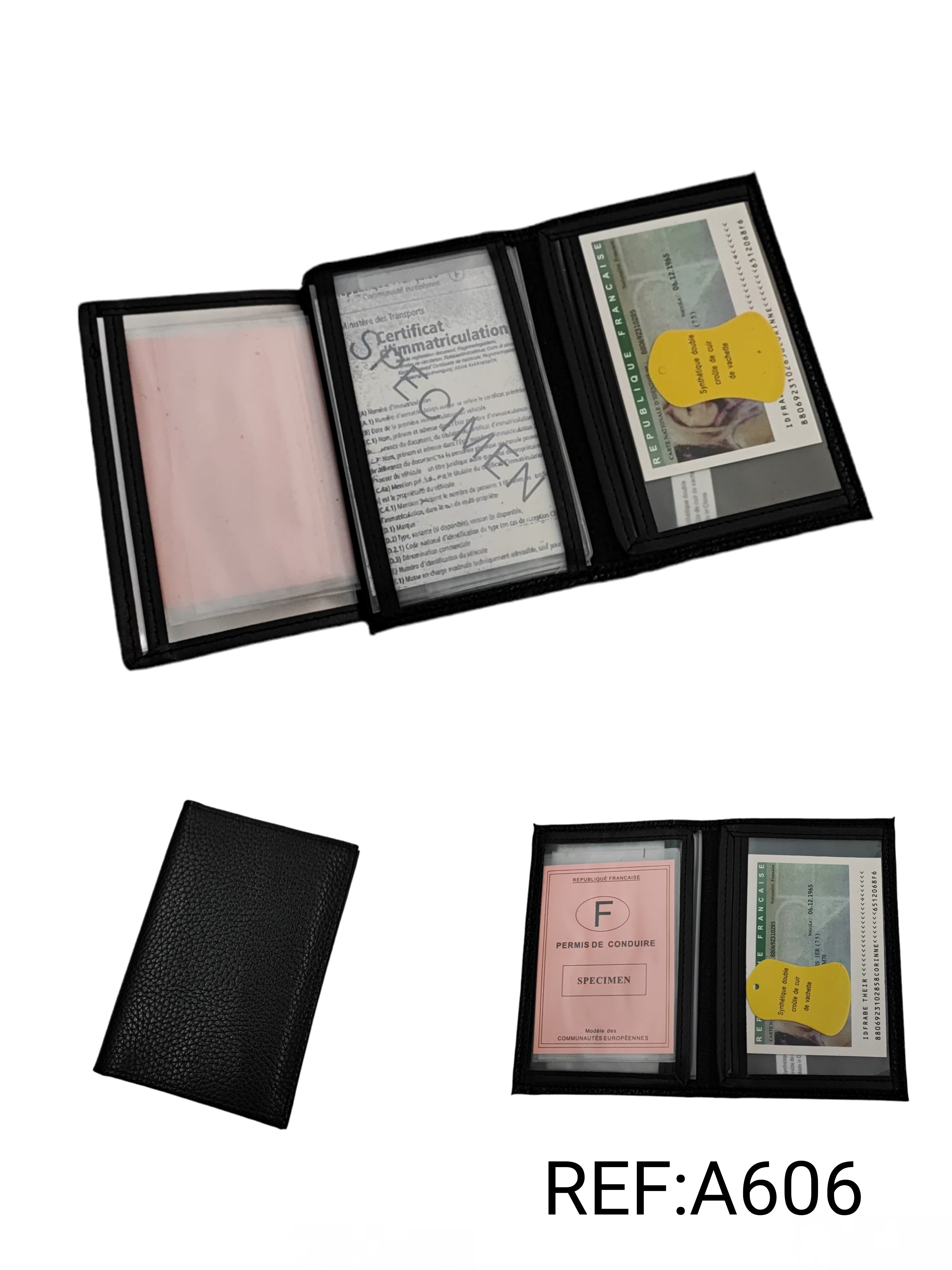 LOT DE 12 - Portefeuille Croûte de cuir vachette   2,50€/unité