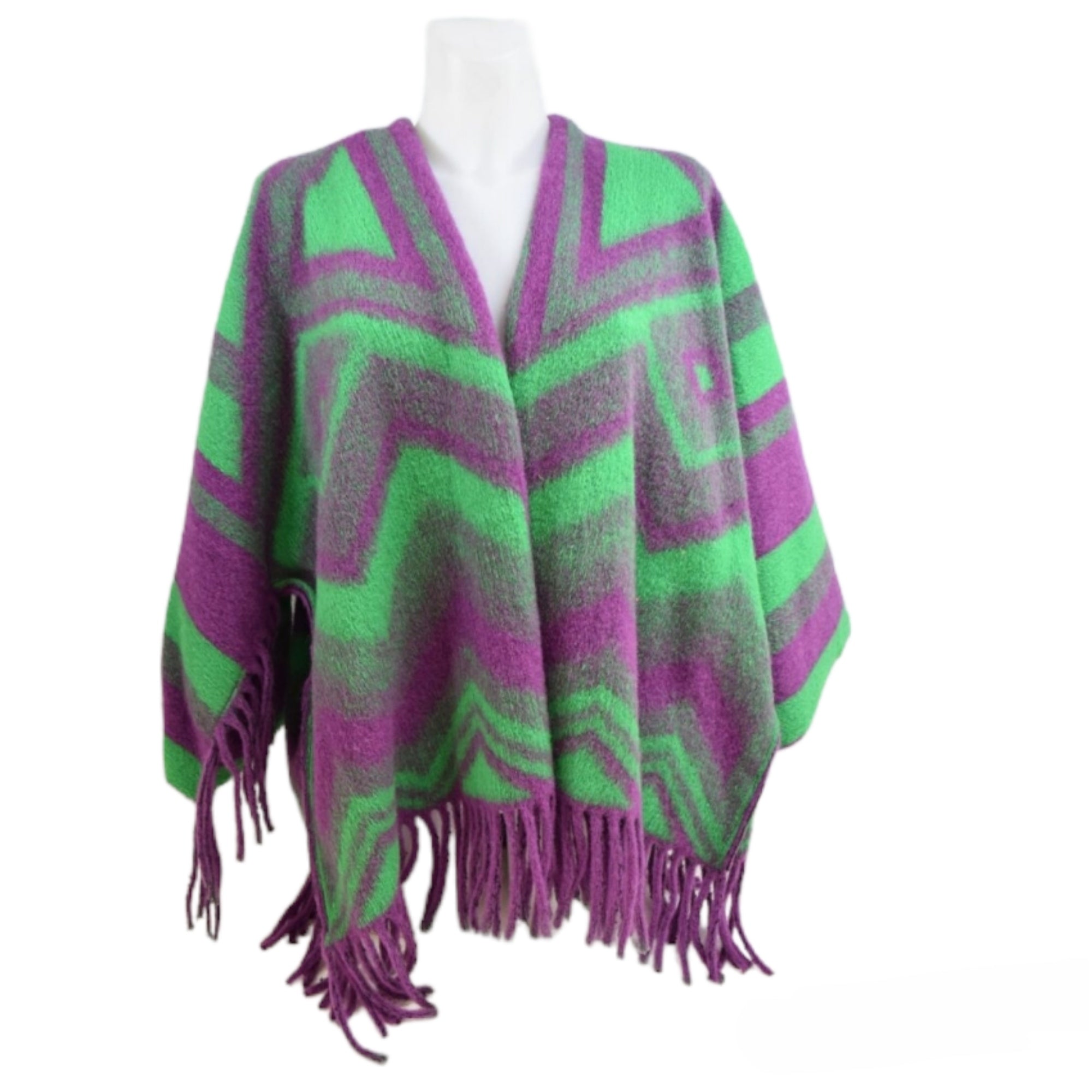 Poncho Laine Motif géométrie (x6)