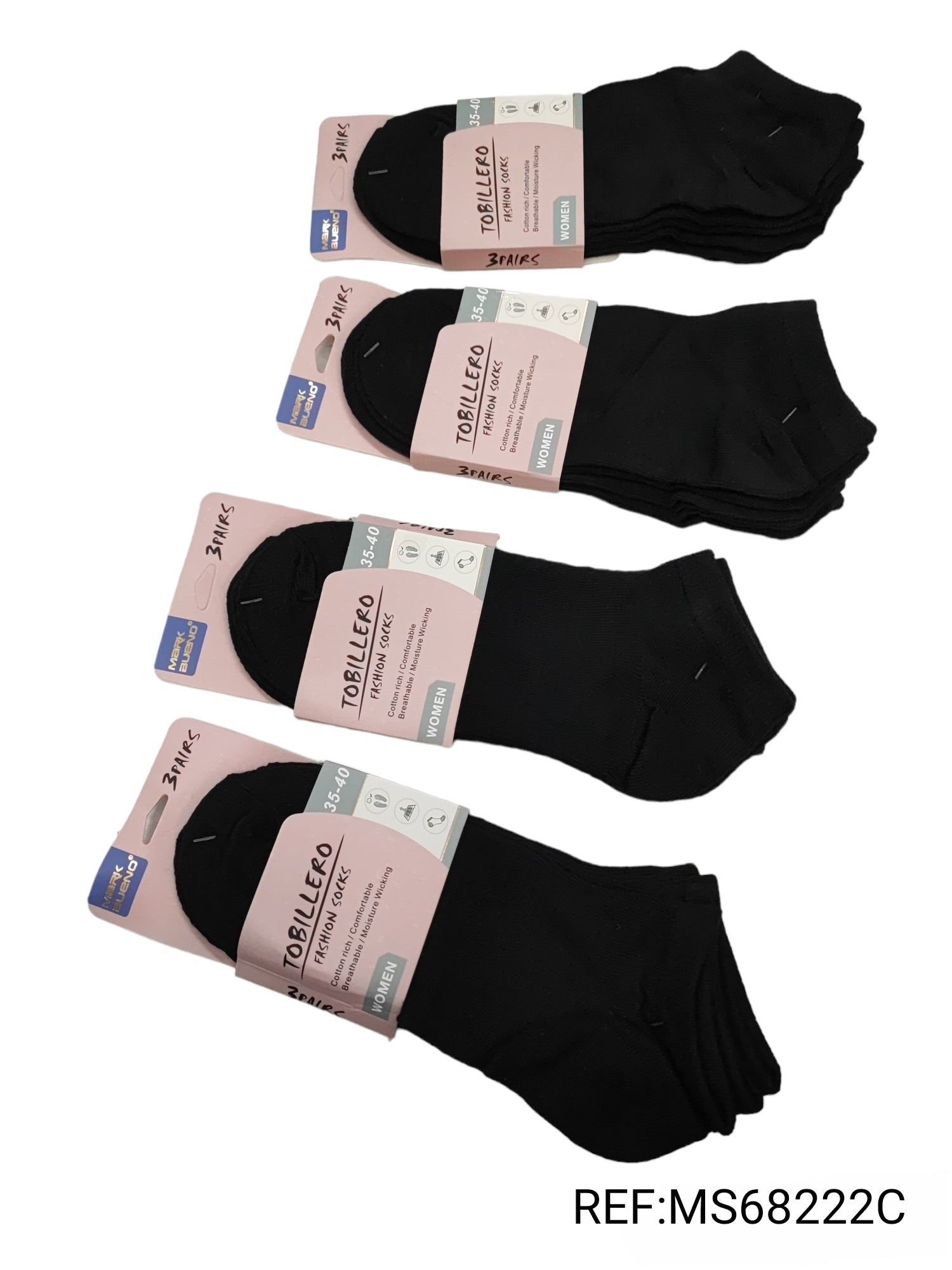 FEMME Chaussettes invisibles 95% coton T35-40 (x24)