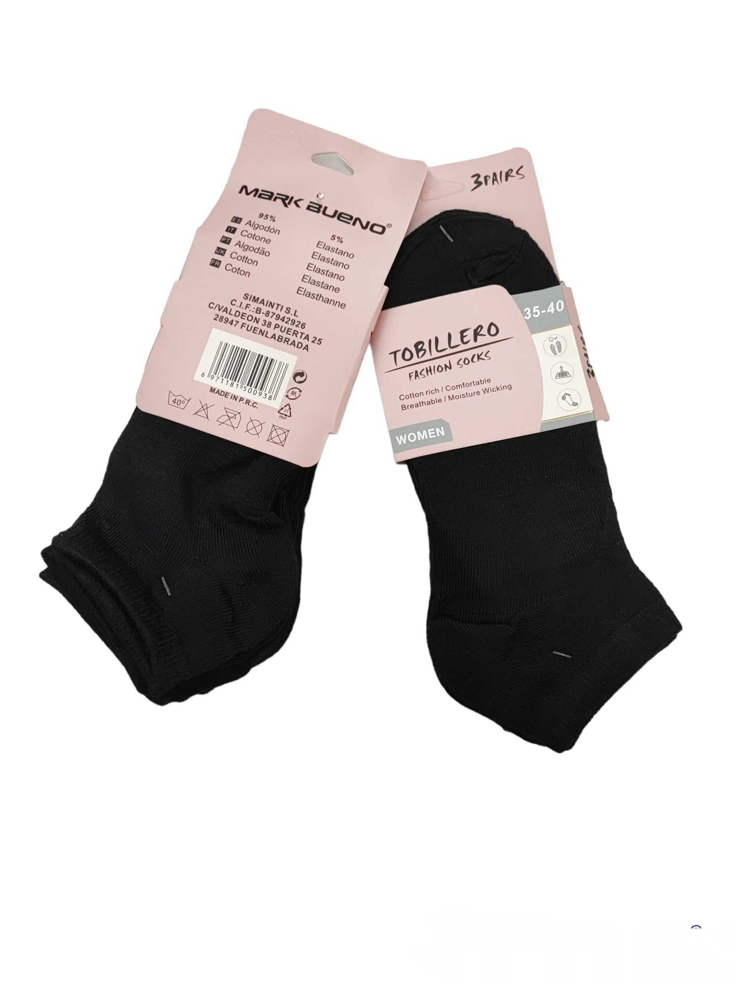 FEMME Chaussettes invisibles 95% coton T35-40 (x24)