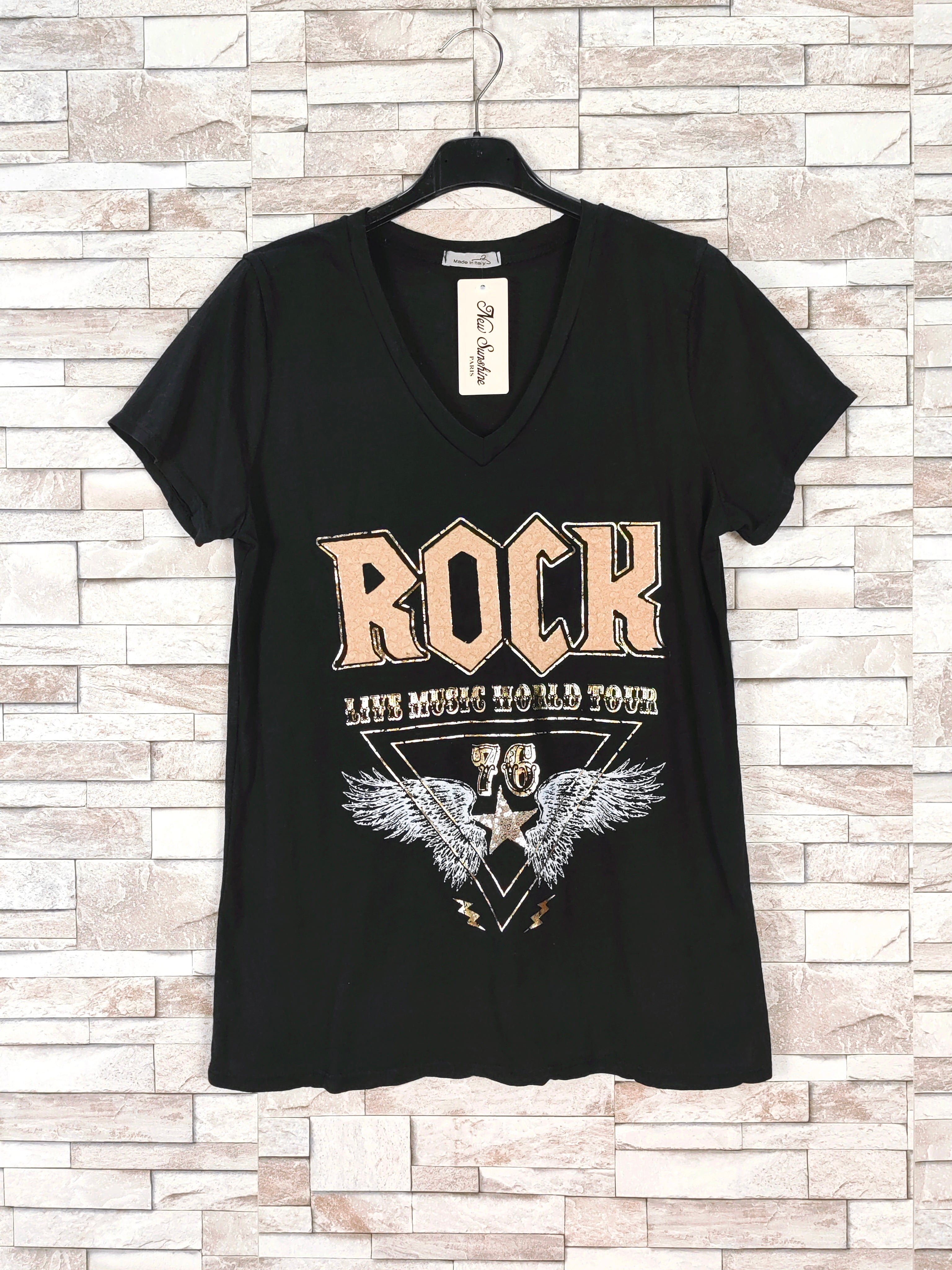 T-shirt col v "Rock"
(
X9)