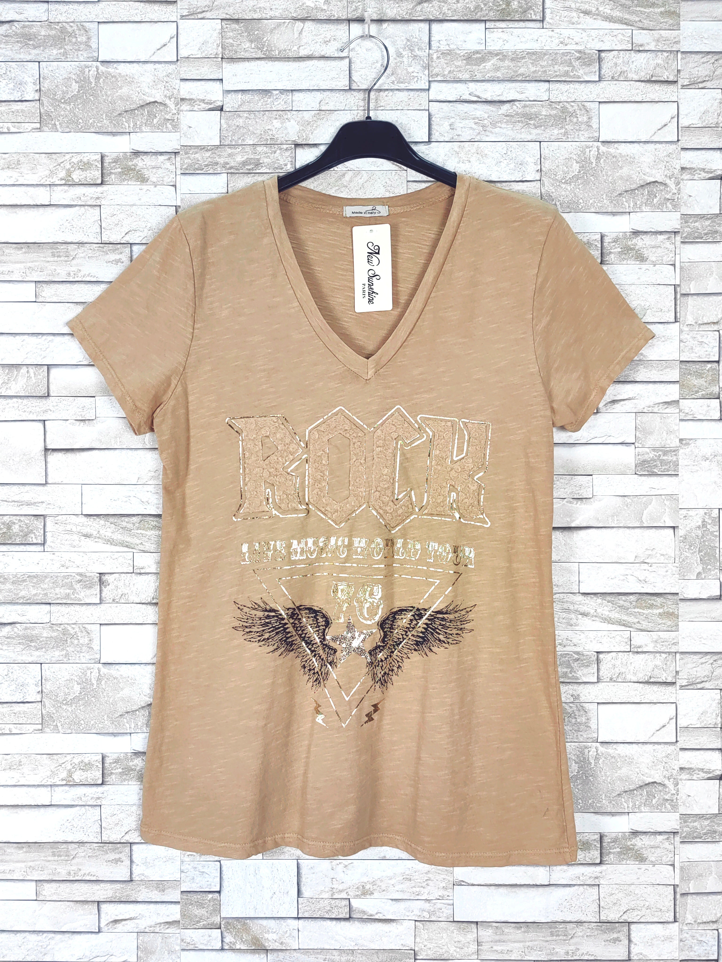 T-shirt col v "Rock"
(
X9)