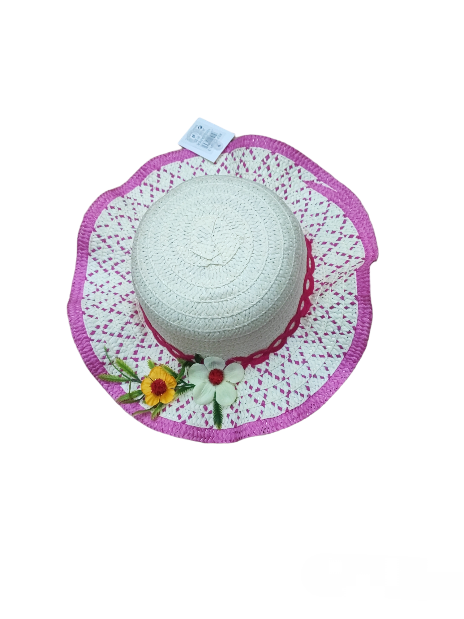 Chapeaux de paille enfant motif fleurs (x12)