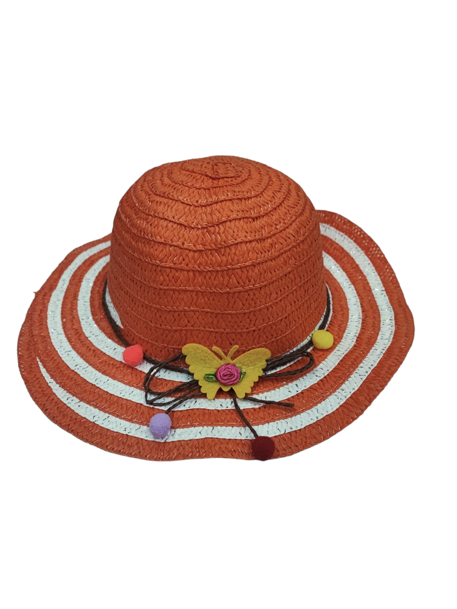 Chapeaux de paille taille enfant motif Papillon(x12)