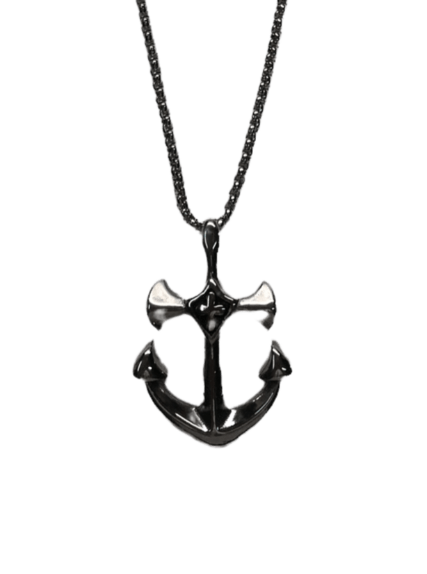 HOMME - LOT DE 2 - Collier pendentif ancre acier inoxydable 5,00€/unité | Grossiste-pro