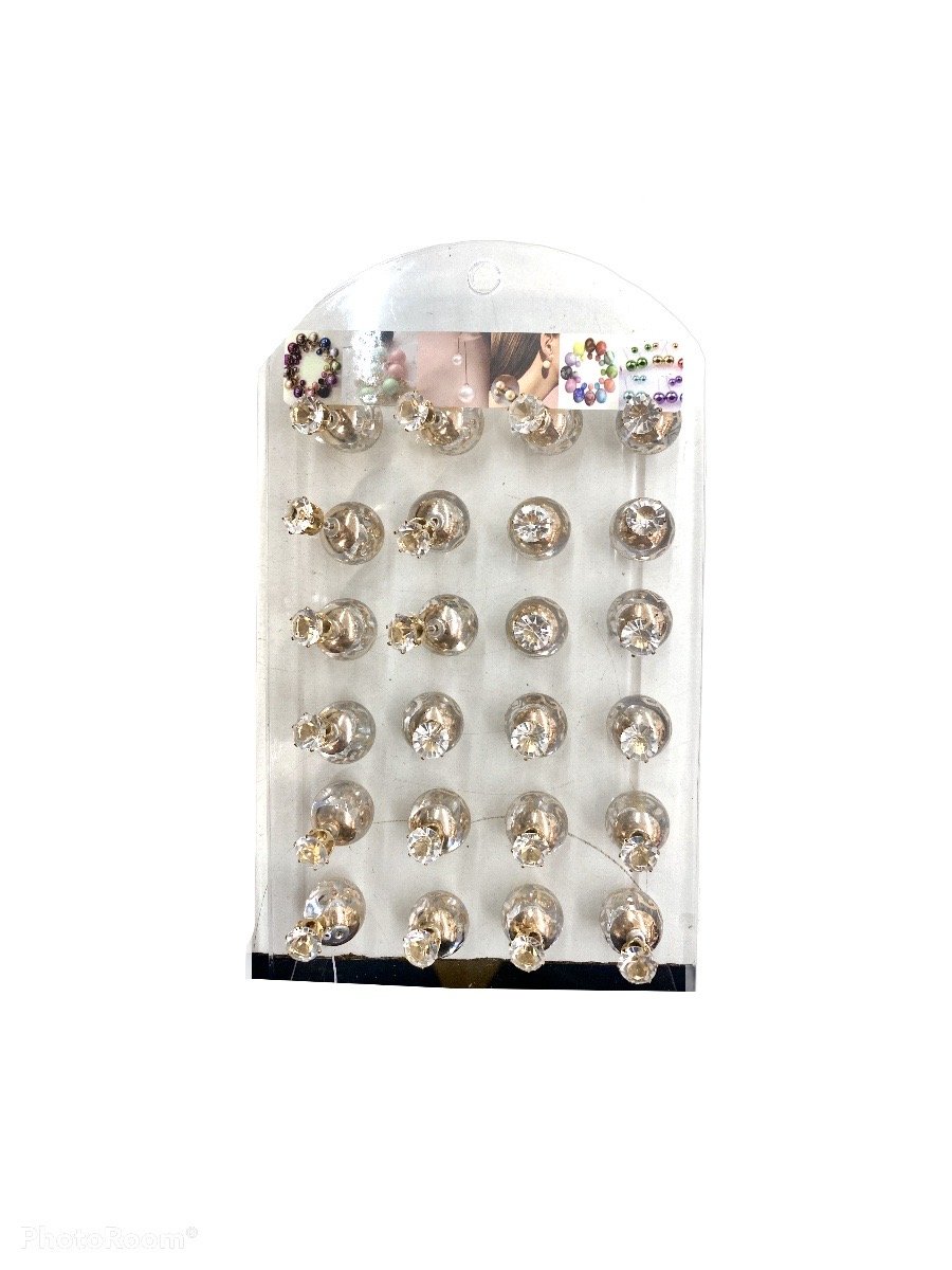 DESTOCKAGE Boucles d'oreilles strass boules transparent (x12) 0,50€/paire | Grossiste-pro