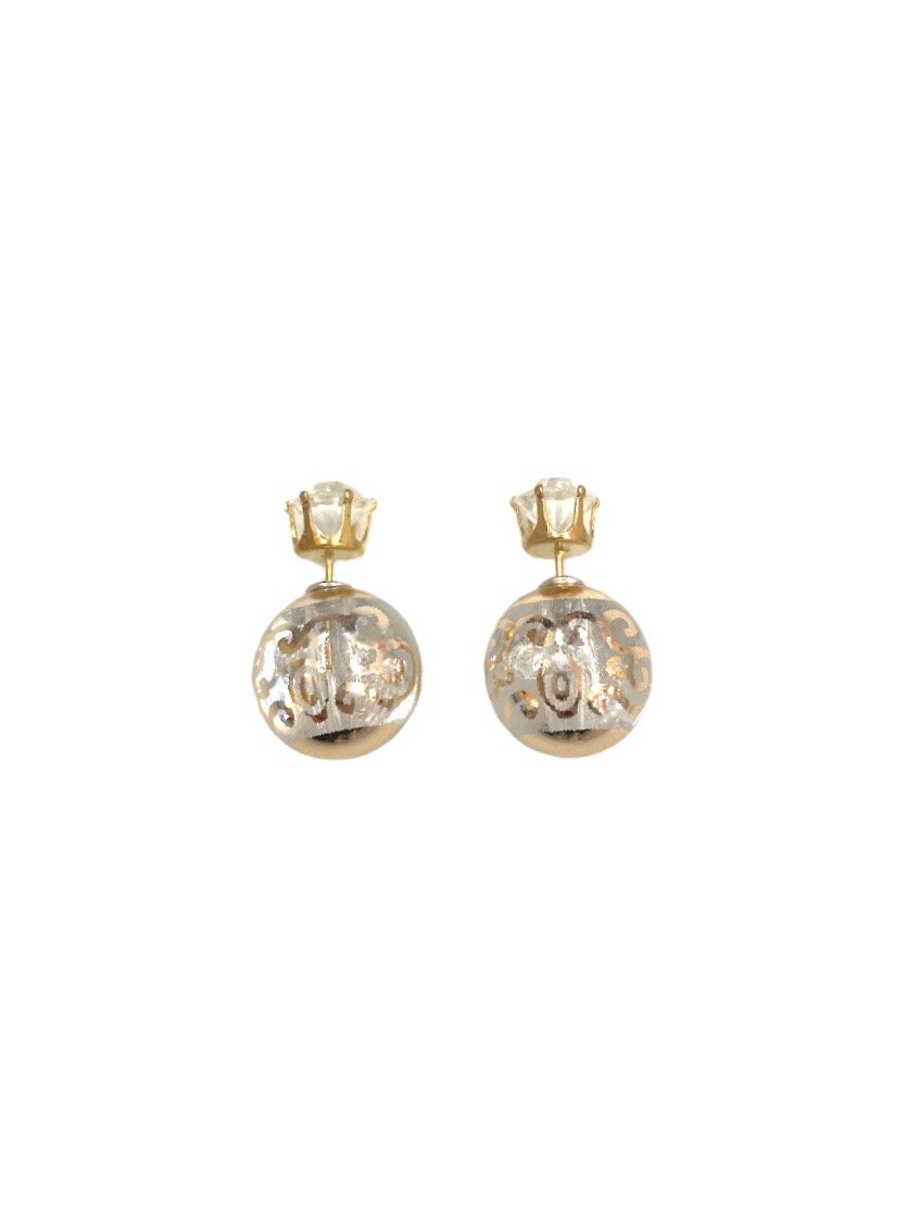 DESTOCKAGE Boucles d'oreilles strass boules transparent (x12) 0,50€/paire | Grossiste-pro