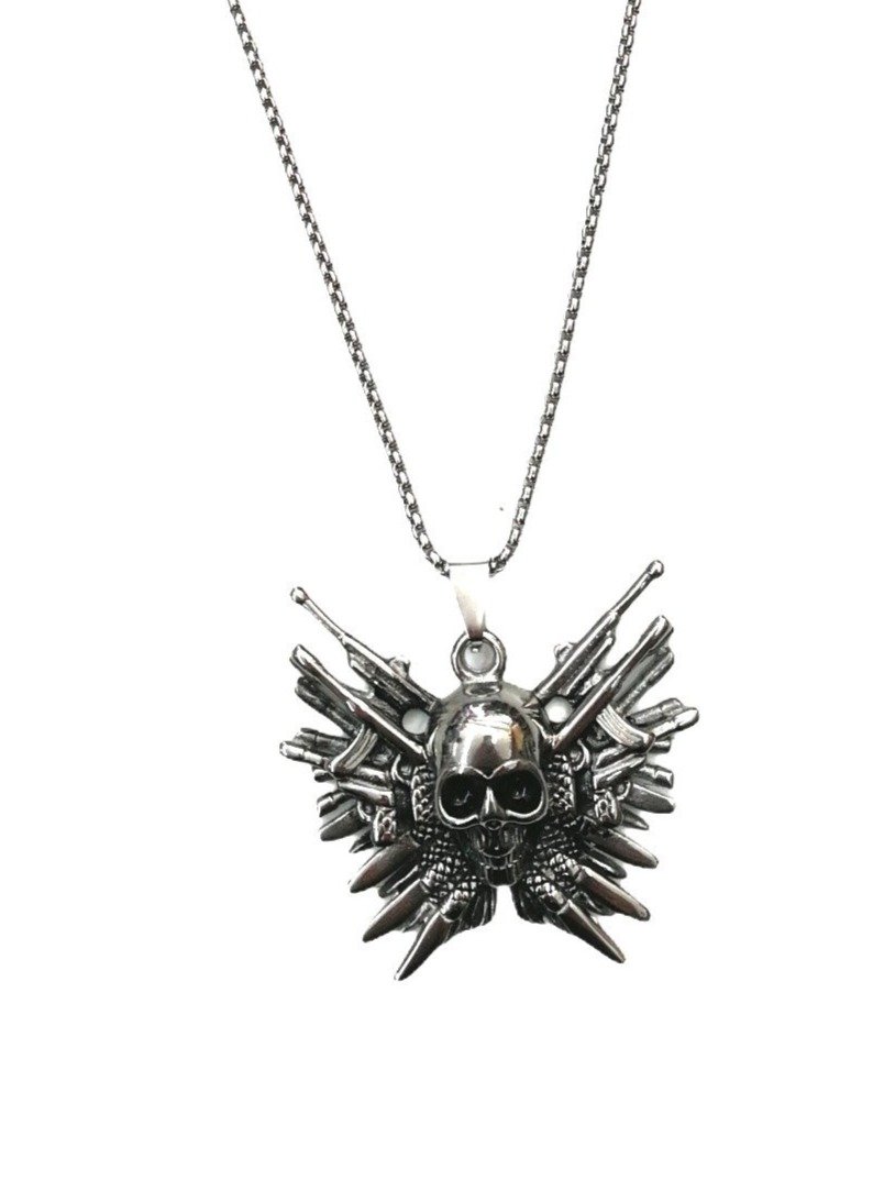 HOMME - LOT DE 2 - Collier pendentif tête de mort INOX 5,00€/unité | Grossiste-pro