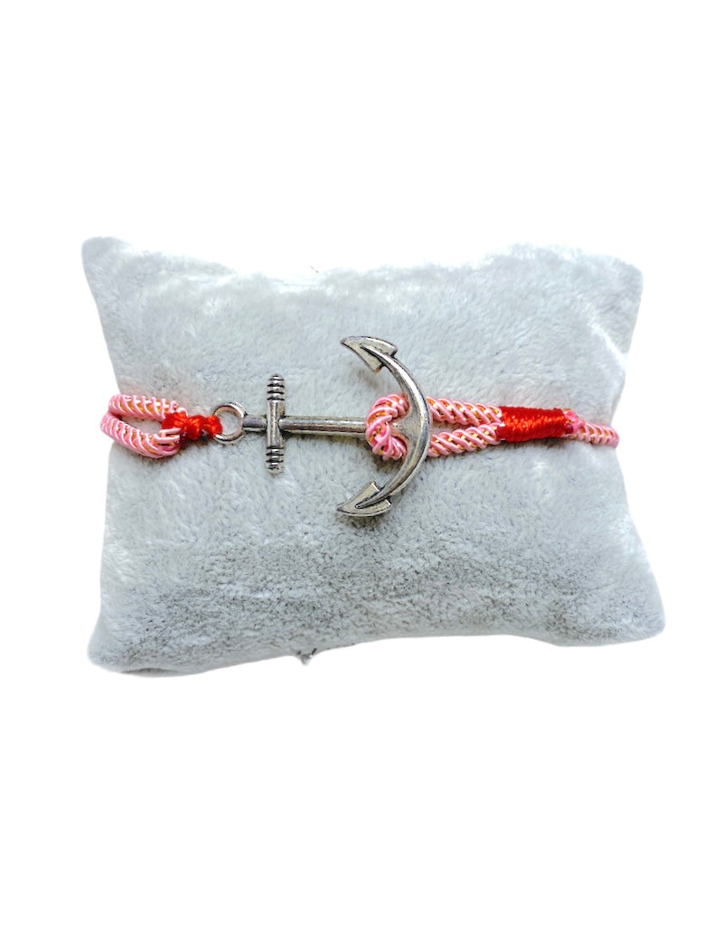 Bracelet ancre fil rose (x12)