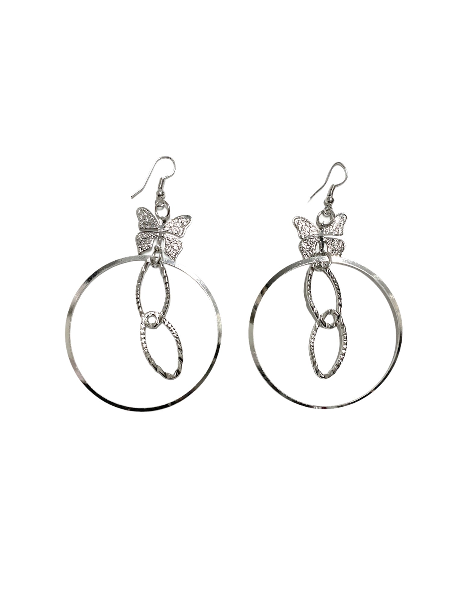 Boucles d'oreilles fantaisie créole multiple papillon (x6)