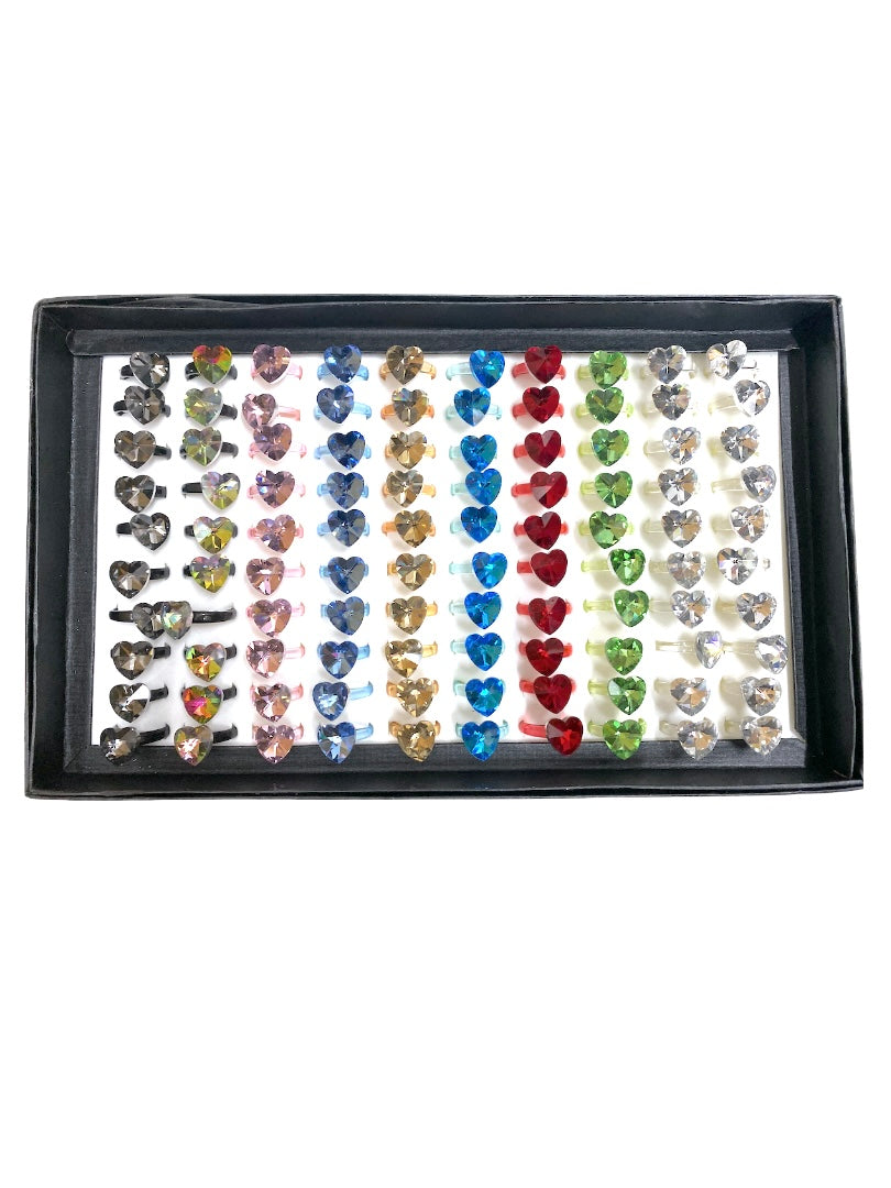 Boîte bagues fantaisie coeur femme (x100)