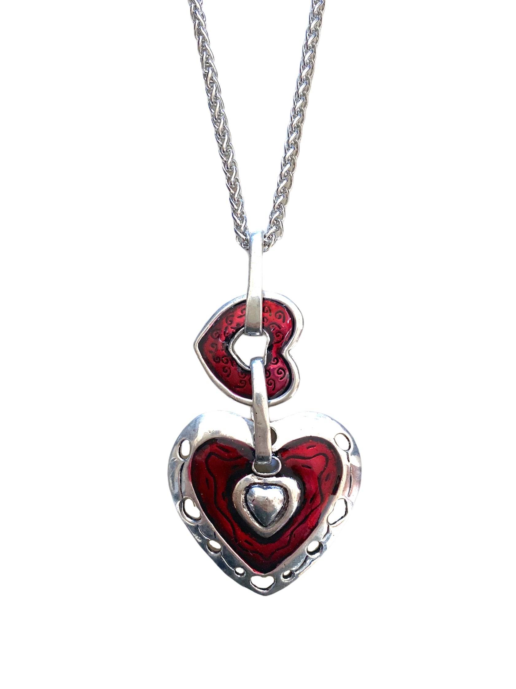 Collier fantaisie sautoir maillons coeur #CL9213 (x6)