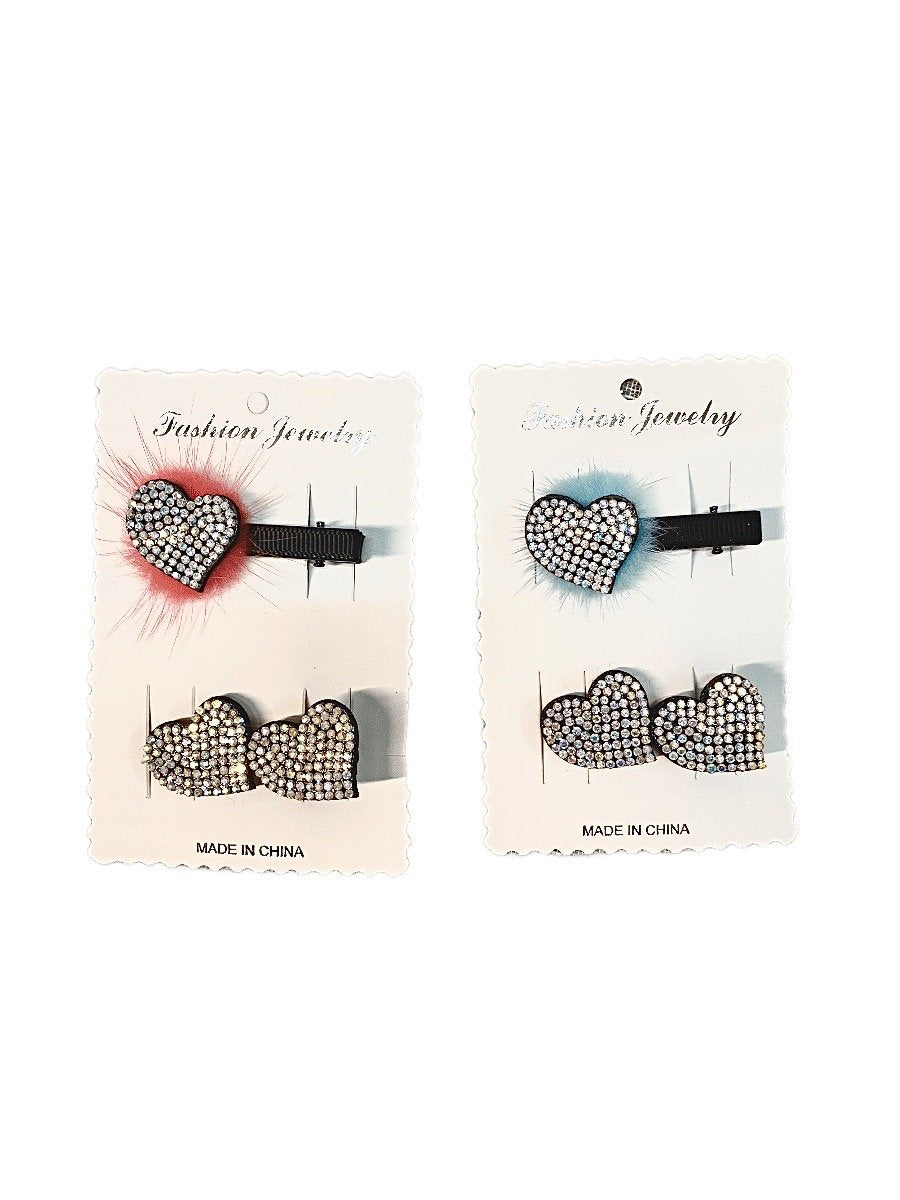 LOT DE 12 - Barrettes motif coeur strass 0,75€/unité | Grossiste-pro
