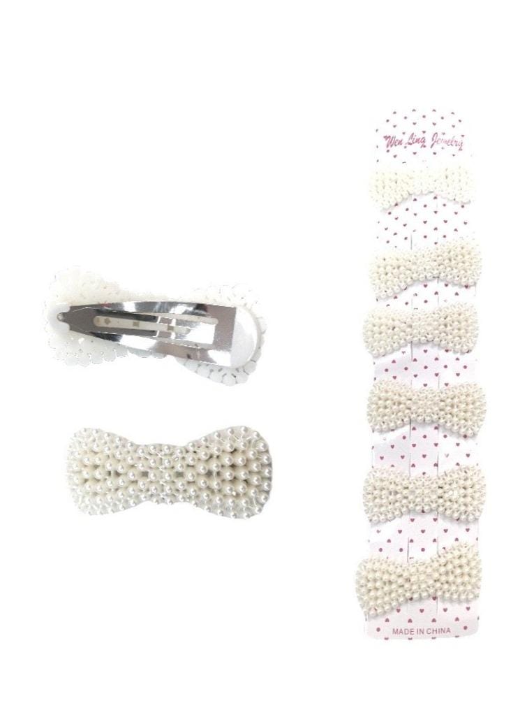 LOT DE 12 - Barrettes Pinces perles clip noeud 0,67€/unité | Grossiste-pro