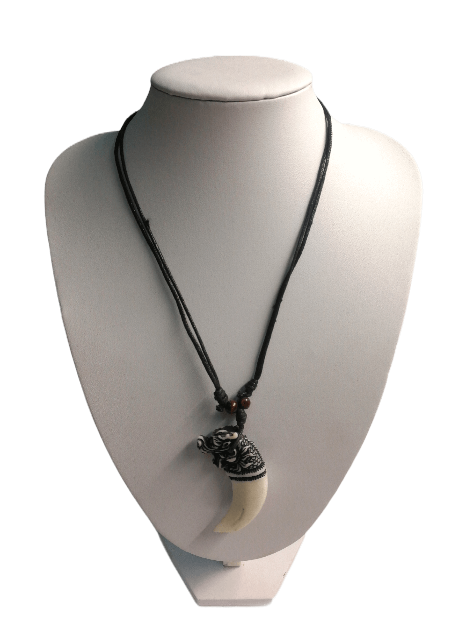 LOT DE 3 - Collier homme résine forme corne blanche loup 2,00€/unité | Grossiste-pro