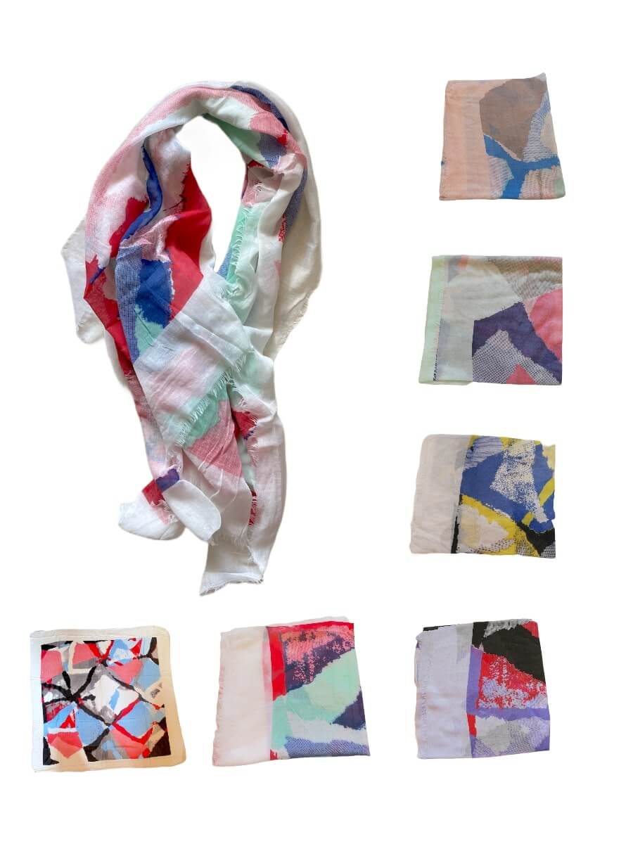 Foulard motif abstrait (x6) 3,90€/unité | Grossiste-pro