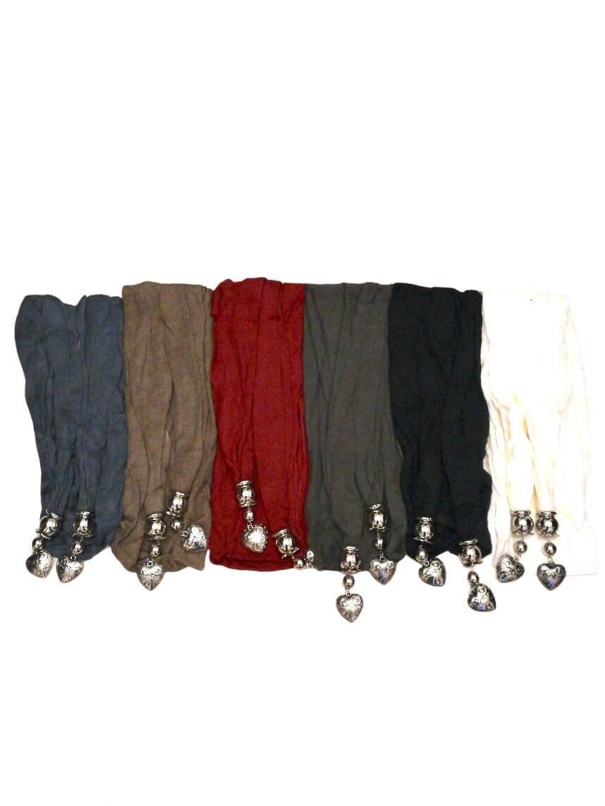 Echarpe bijou motif coeur (x12) 2,00€/unité | Grossiste-pro