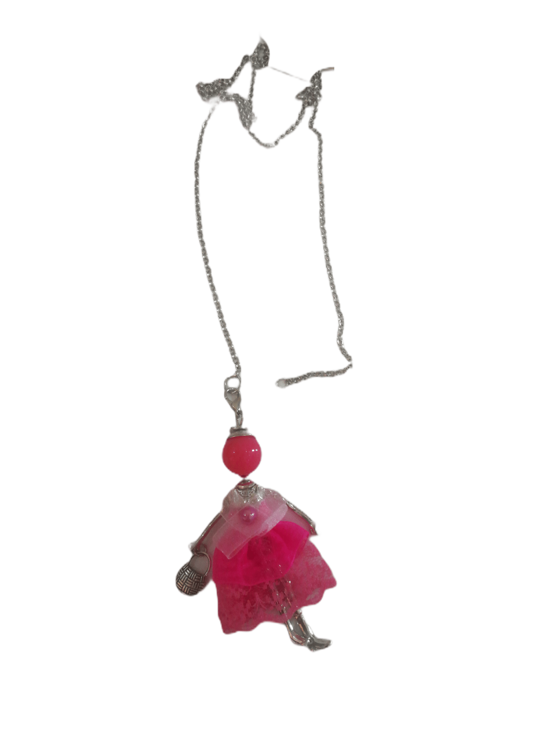 DESTOCKAGE Colliers sautoir pendentif poupée robe tissu (x12) 1,50€/unité | Grossiste-pro
