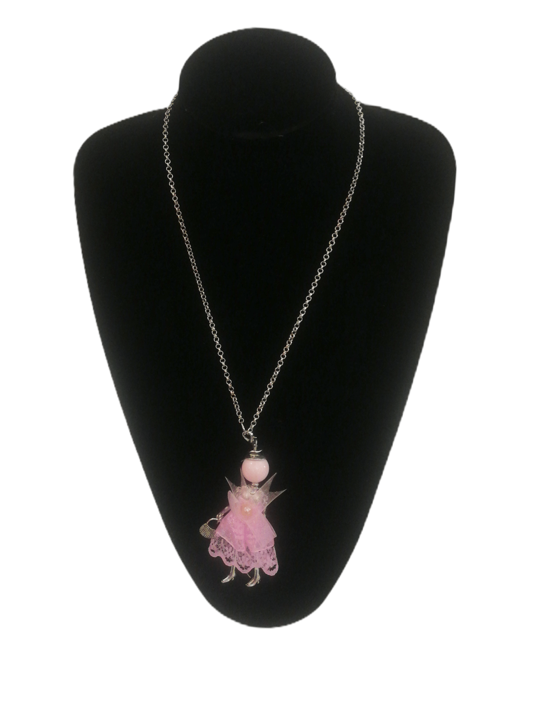 DESTOCKAGE Colliers sautoir pendentif poupée robe tissu (x12) 1,50€/unité | Grossiste-pro