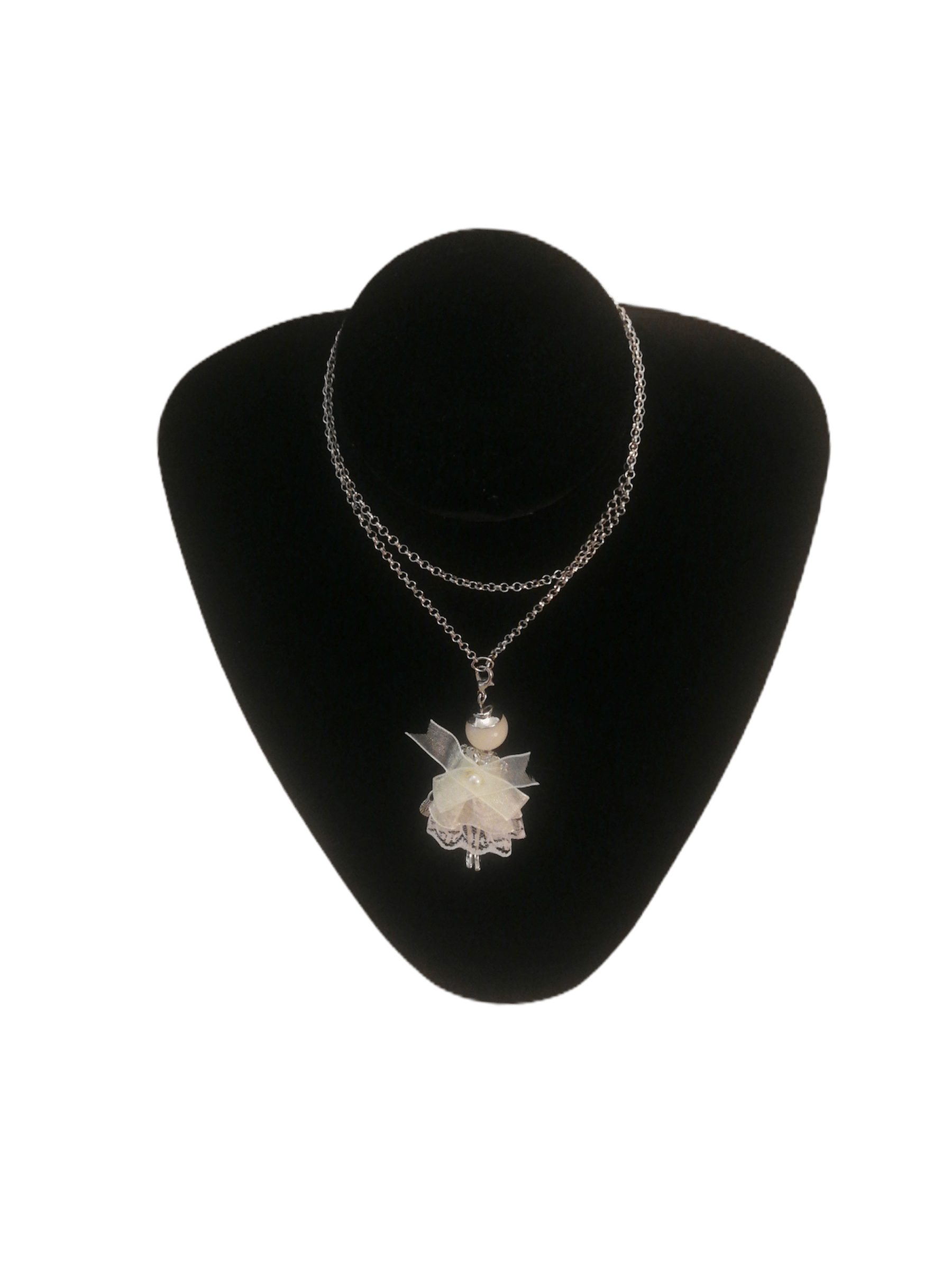 DESTOCKAGE Colliers sautoir pendentif poupée robe tissu (x12) 1,50€/unité | Grossiste-pro