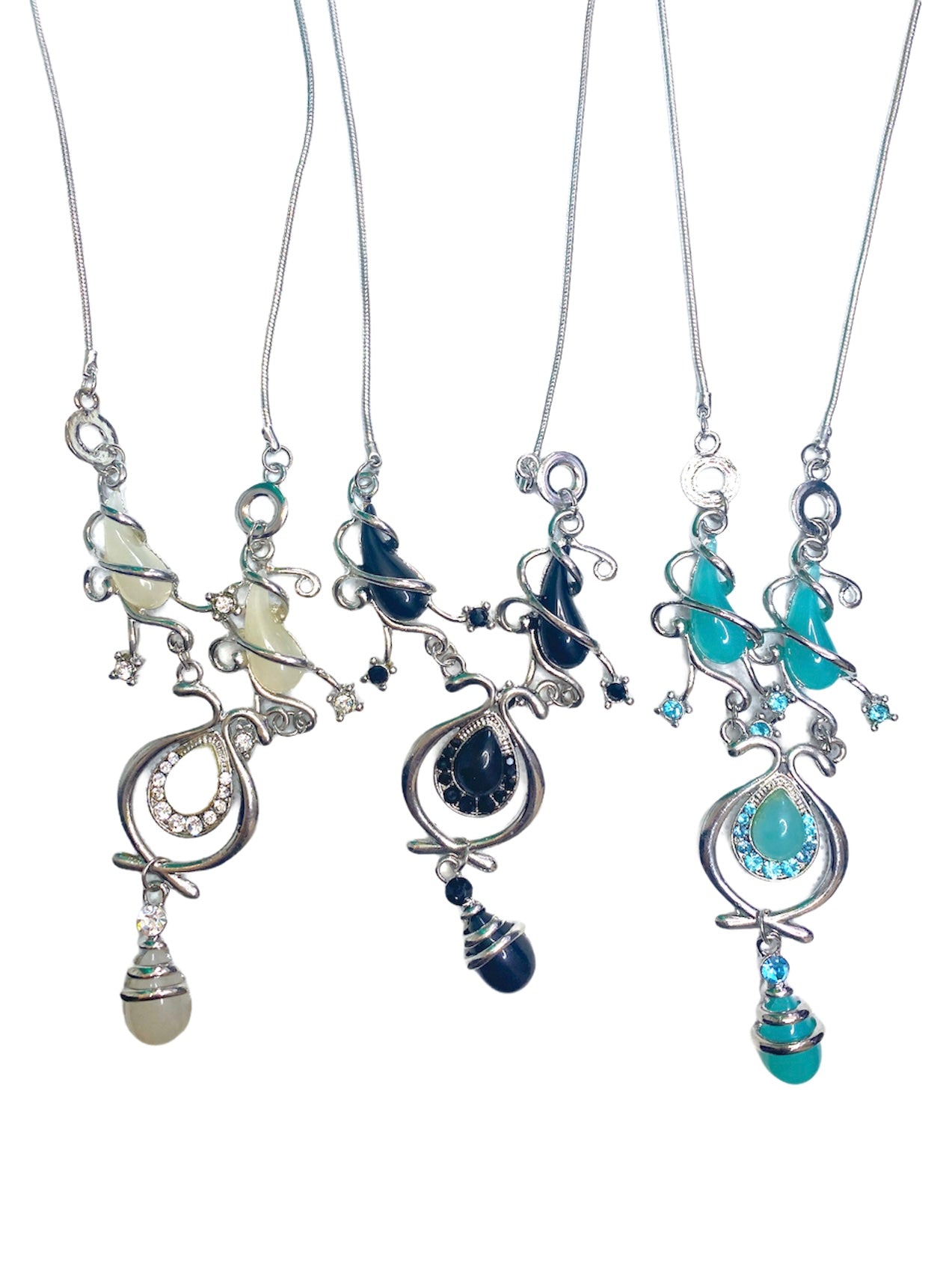 Collier fantaisie spirale couleurs mélangées (x6)