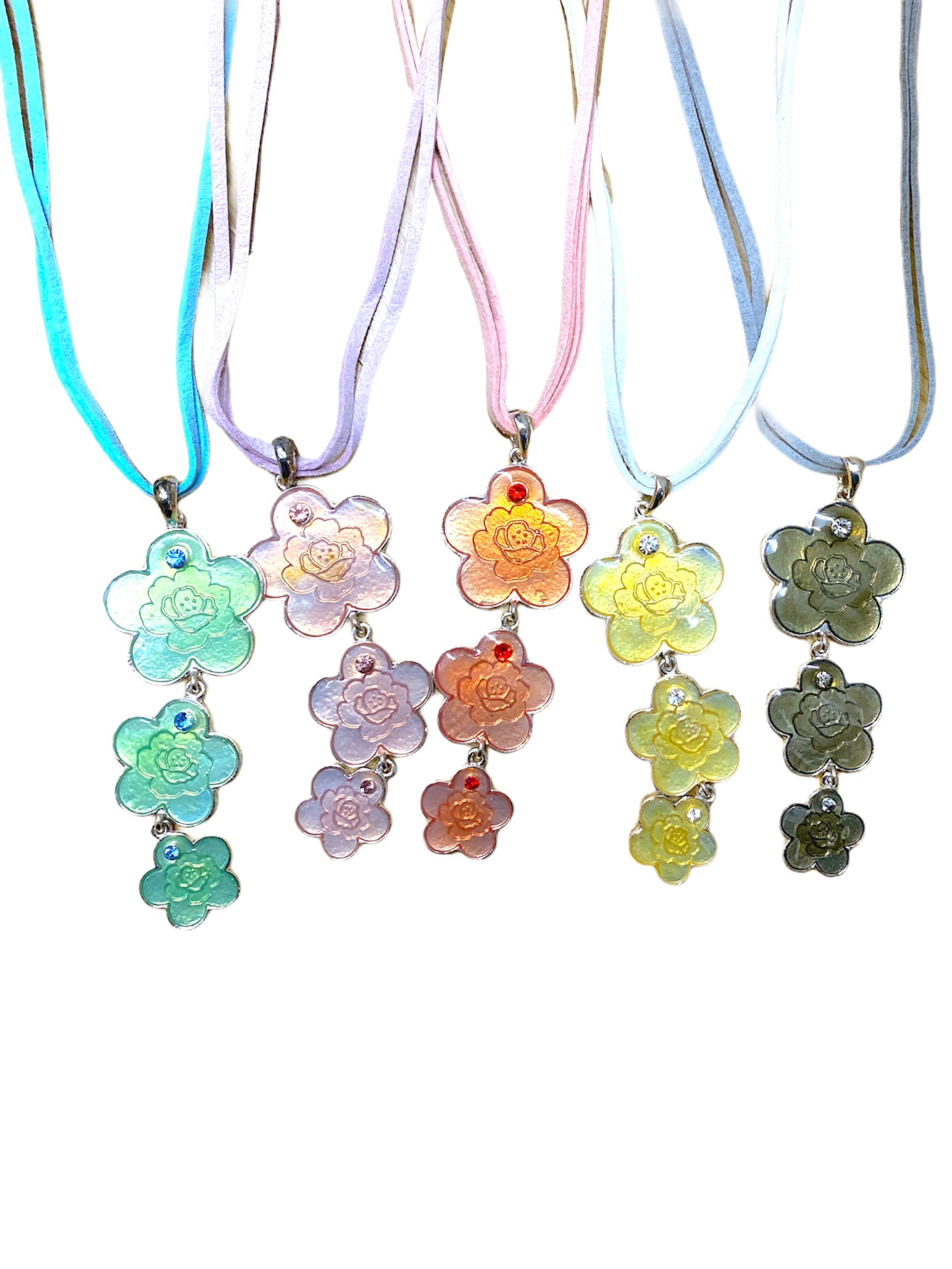 Collier sautoir ficelle fleur #XL08341 (x12)