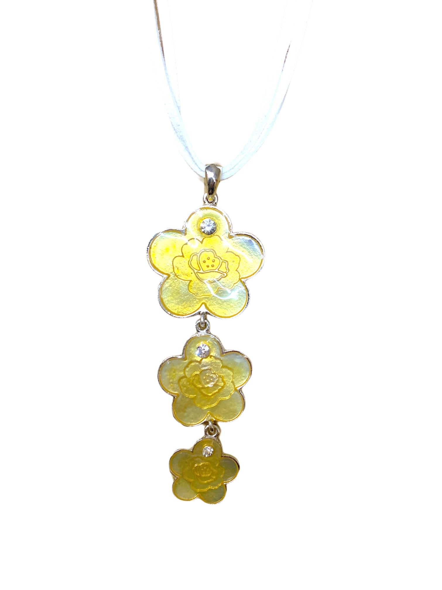Collier sautoir ficelle fleur #XL08341 (x12)