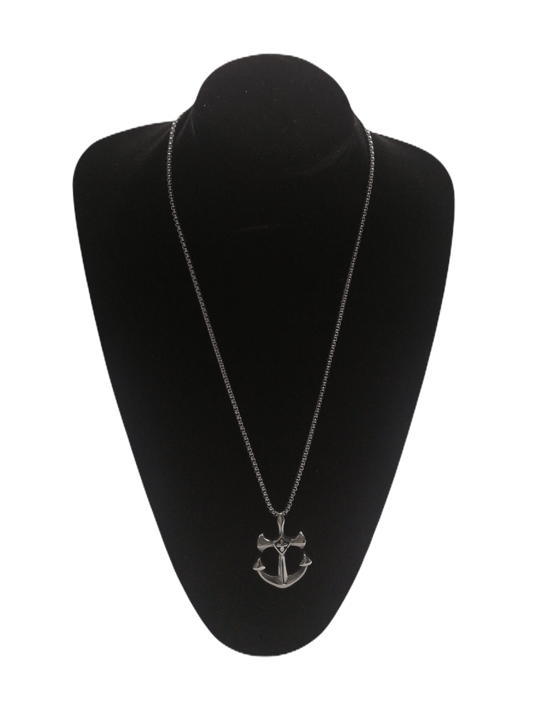 HOMME - LOT DE 2 - Collier pendentif ancre acier inoxydable 5,00€/unité | Grossiste-pro