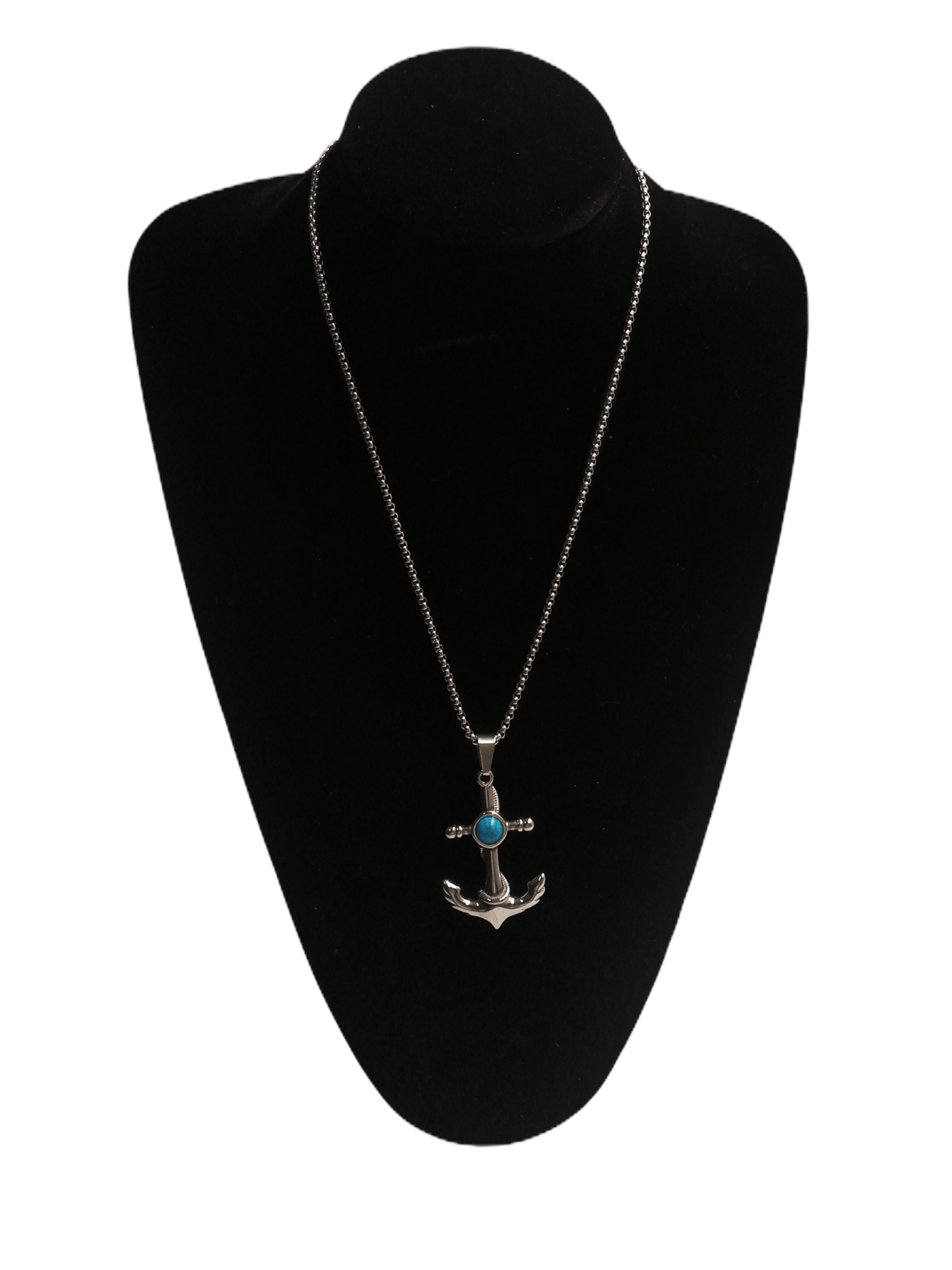 HOMME - LOT DE 2 - Collier pendentif ancre couleur acier inoxydable 5,00€/unité | Grossiste-pro