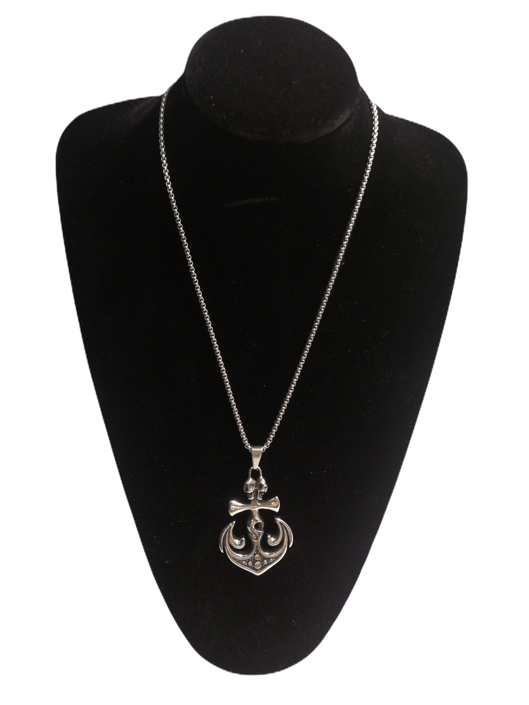 HOMME - LOT DE 2 - Collier pendentif ancre ornée inoxydable 5,00€/unité | Grossiste-pro