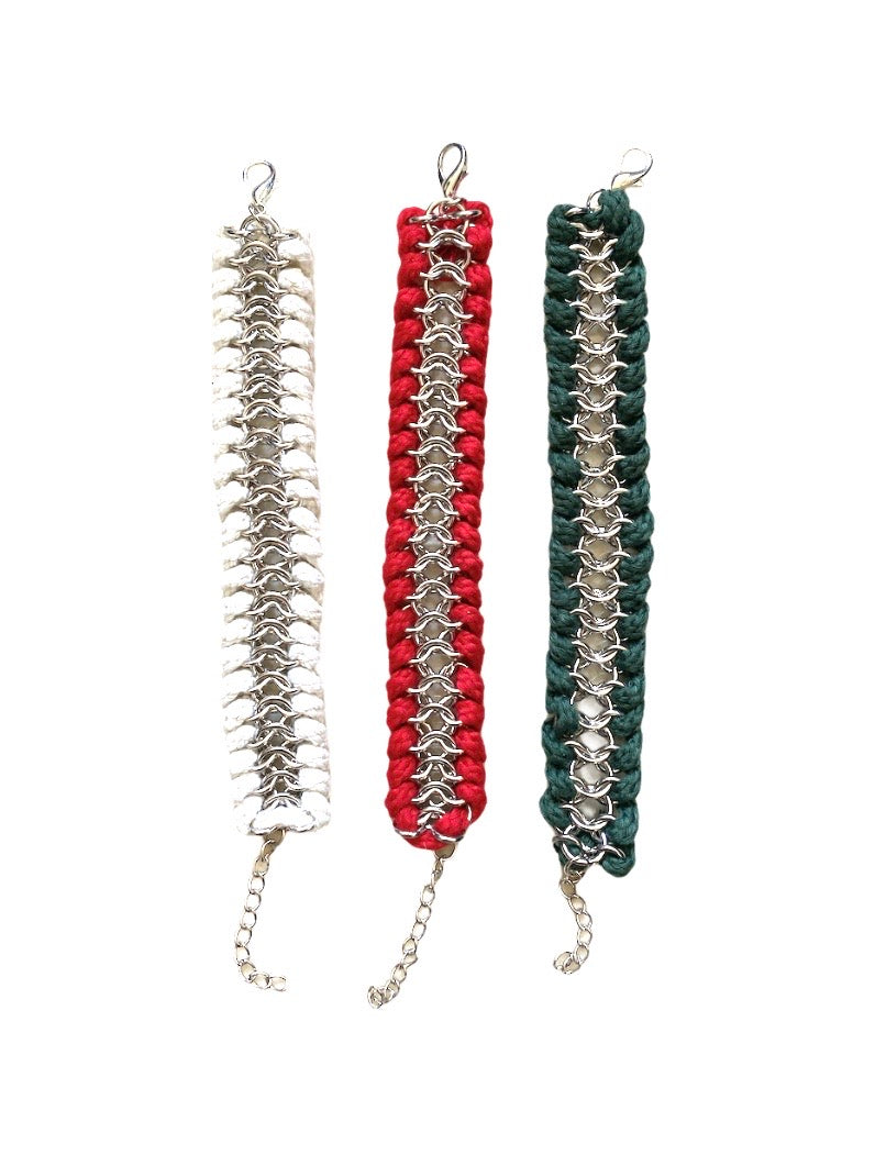 Bracelet tissu enchaîné couleurs mélangées #CZAC10 (x12)