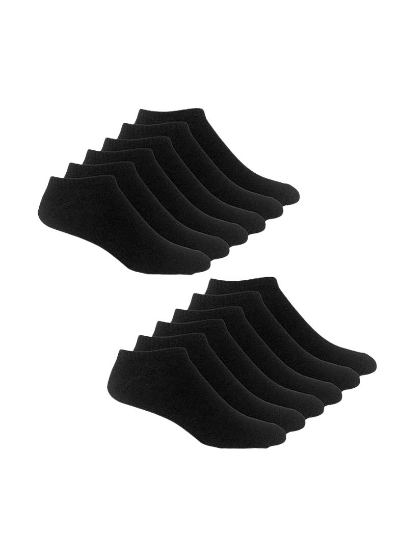 FEMME Chaussettes noires courtes en coton (x24)