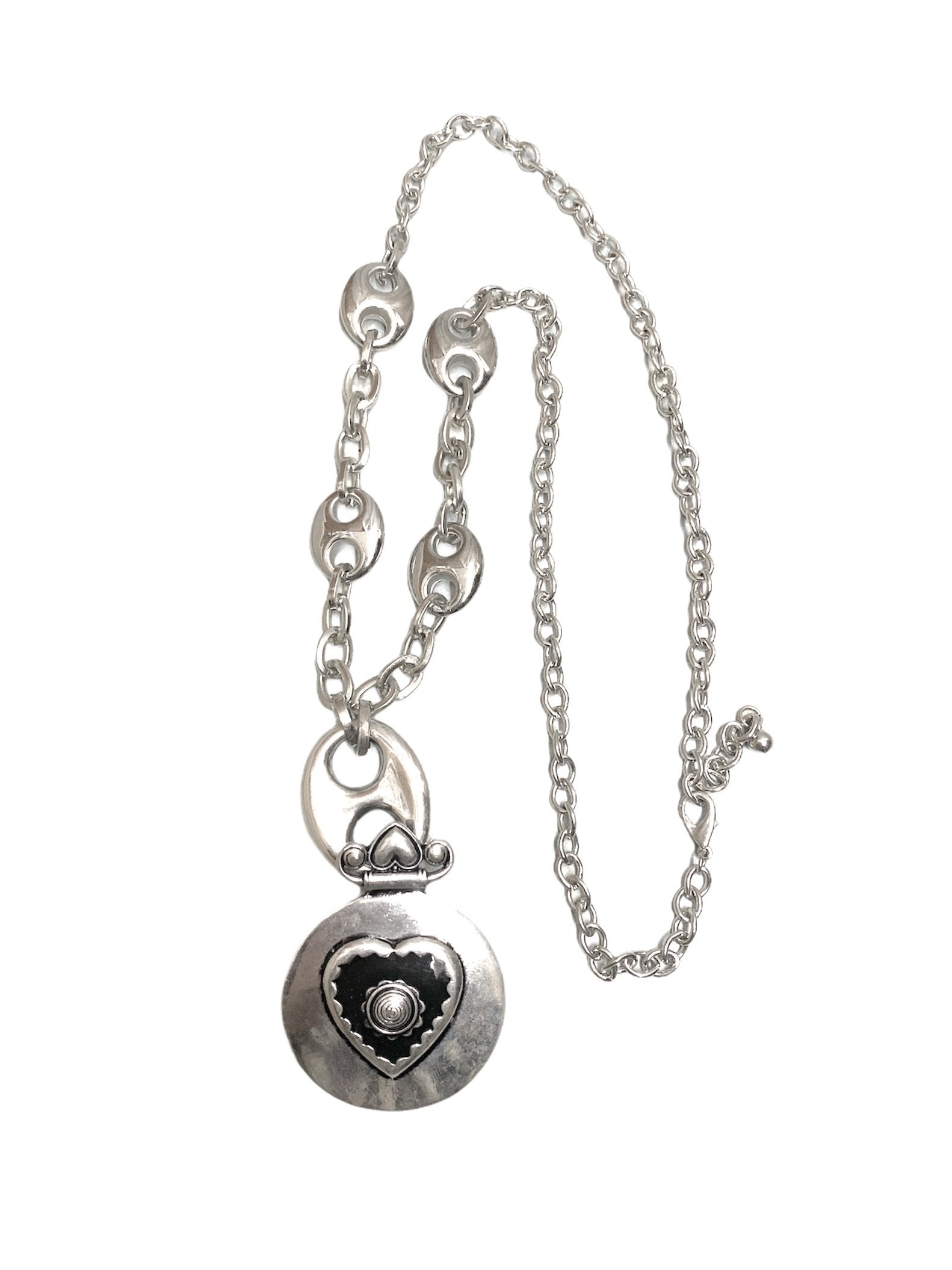 Collier fantaisie sautoir maillons rond-coeur #CL9212
