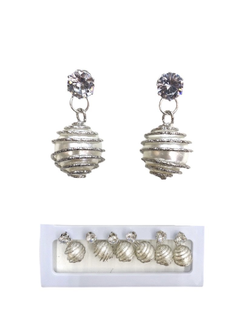 LOT DE 12 - Boucles d'oreilles boule perle 0,62€/paire | Grossiste-pro