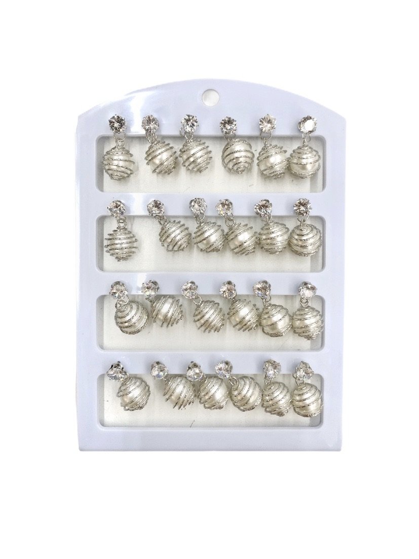 LOT DE 12 - Boucles d'oreilles boule perle 0,62€/paire | Grossiste-pro