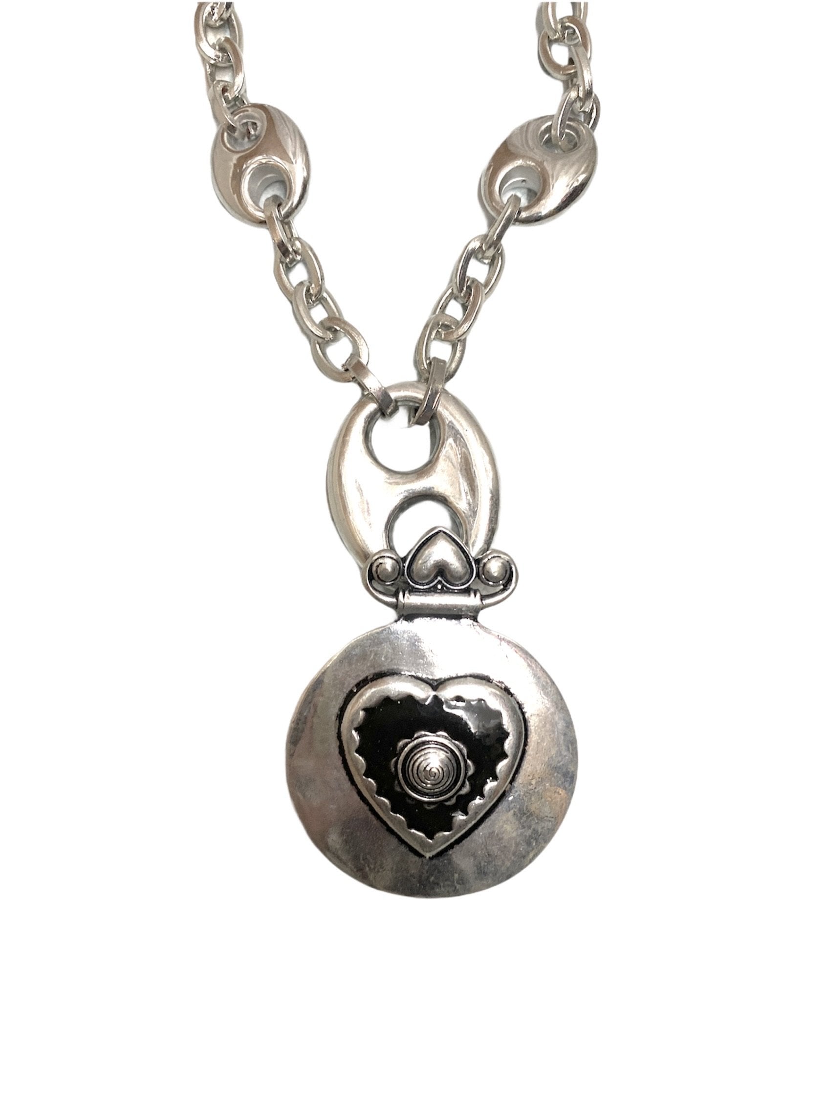 Collier fantaisie sautoir maillons rond-coeur #CL9212