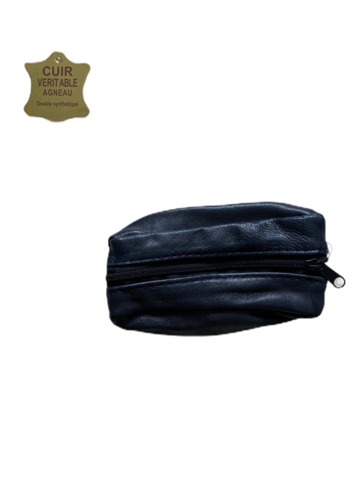 LOT DE 12 - Porte-monnaie Cuir véritable d'agneau noir     0,60€/unité | Grossiste-pro