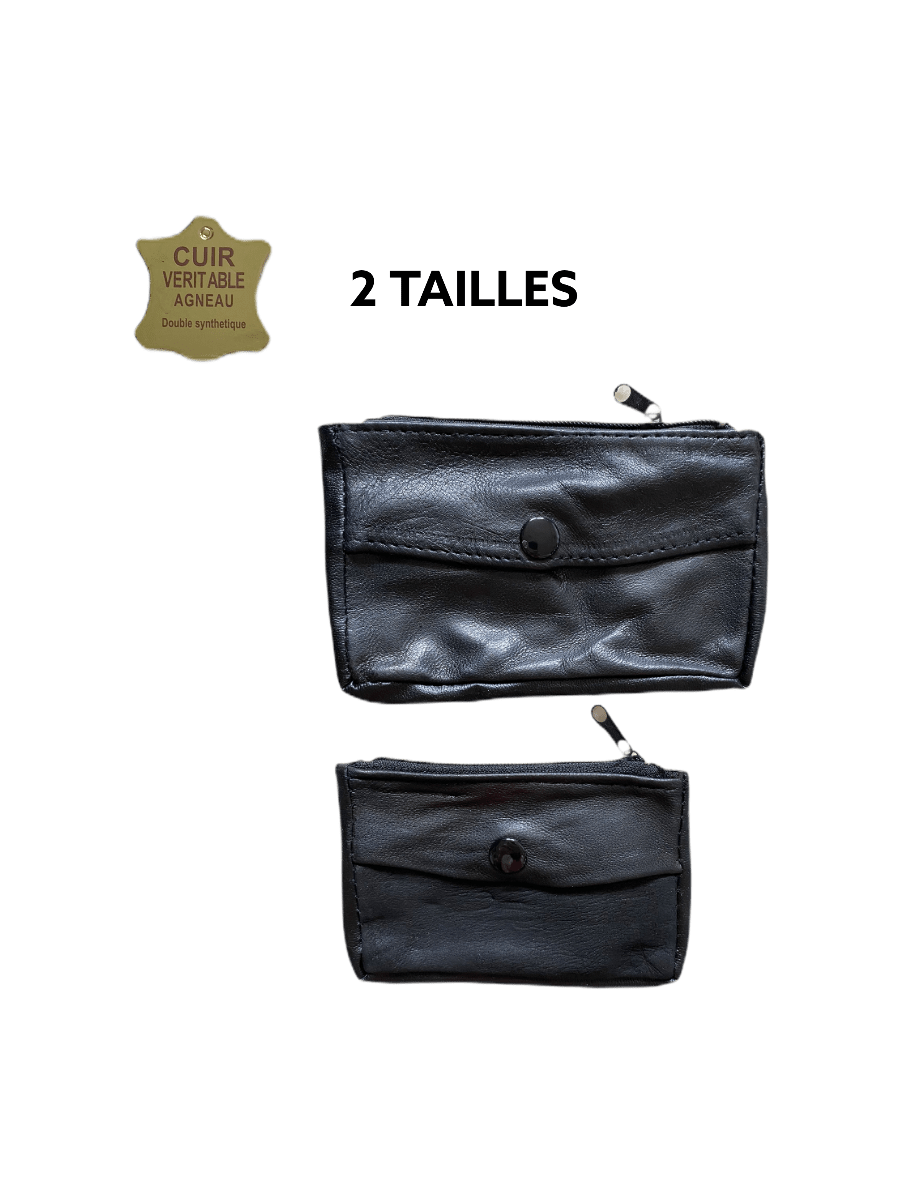 LOT DE 12 - Porte-monnaie en cuir véritable d'agneau     0,60€/unité | Grossiste-pro