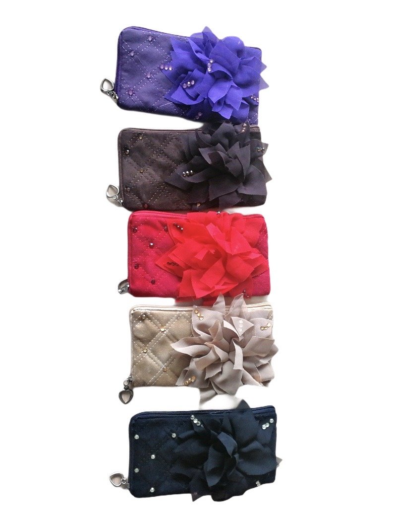 DESTOCKAGE Porte-clés pochette motif fleurs (x12) 0,50€/unité | Grossiste-pro