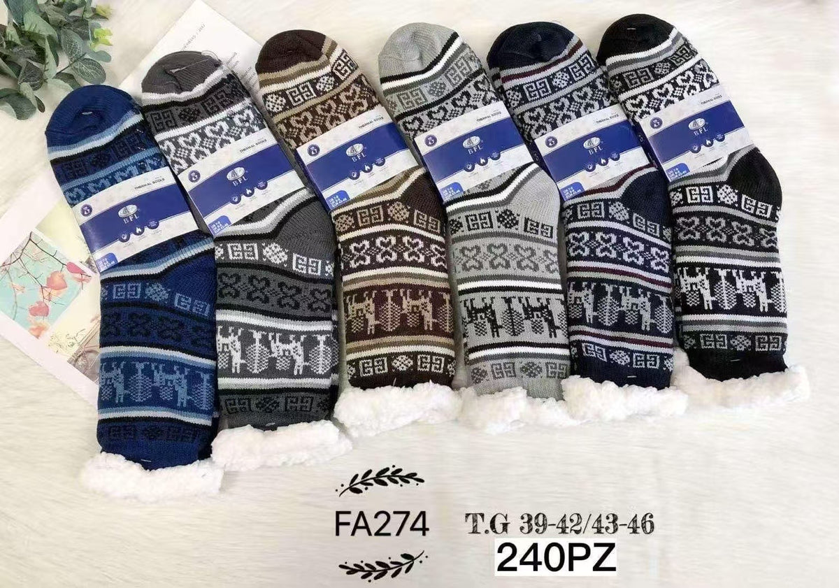 Chaussettes fourrées homme tout doux T40-46 (x12) #274