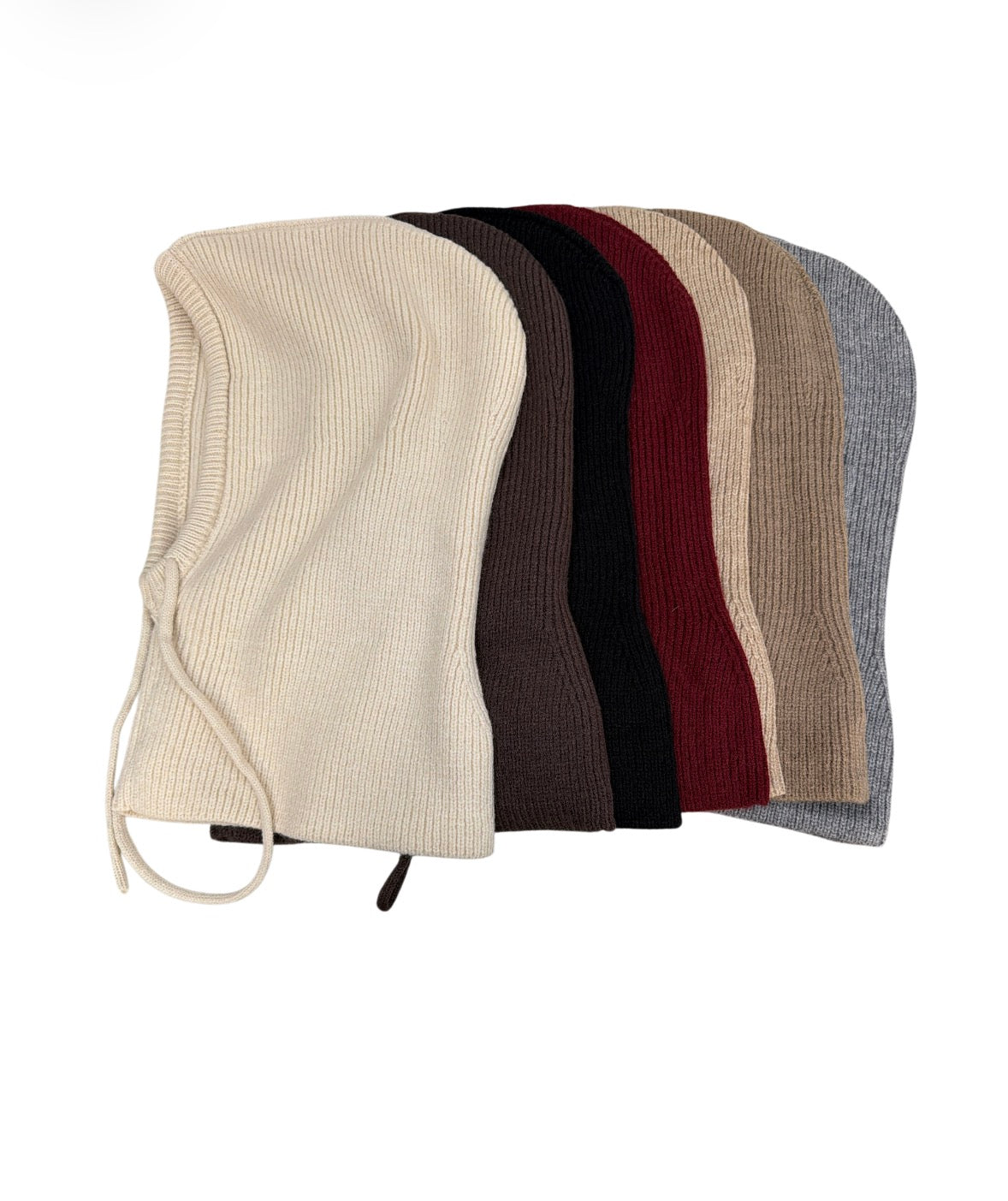 Cagoule bonnet écharpe tricotée à cordon ajustable (x12)
