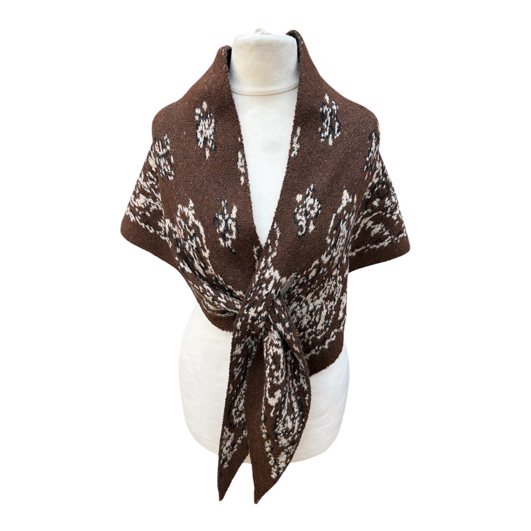 Foulard triangle motif cachemire paisley, châle poncho femme automne‑hiver（x6)#22